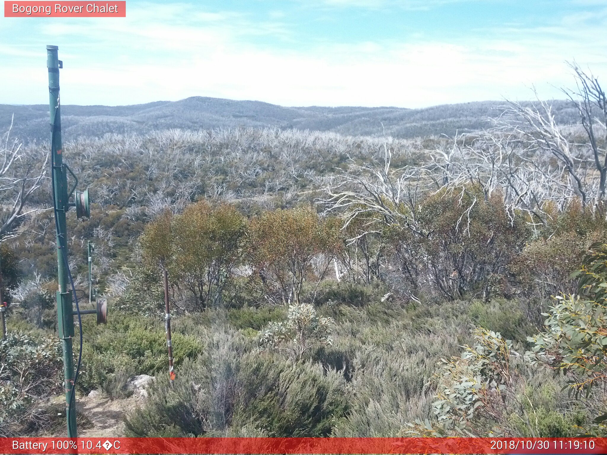 Bogong Web Cam 11:19am Tuesday 30th of October 2018