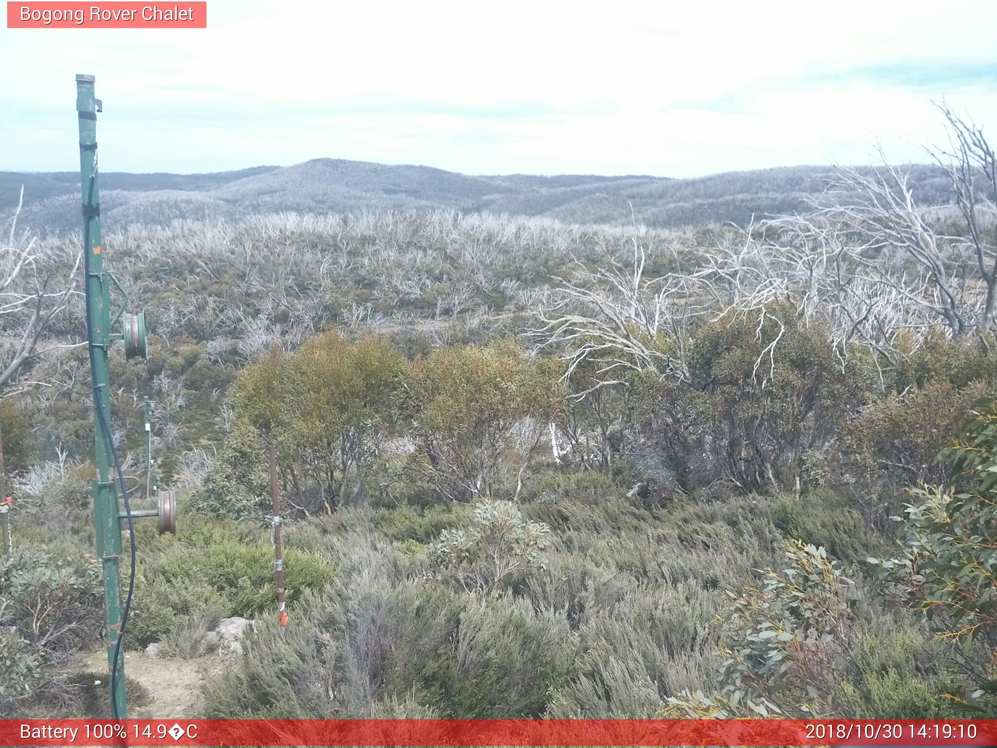 Bogong Web Cam 2:19pm Tuesday 30th of October 2018