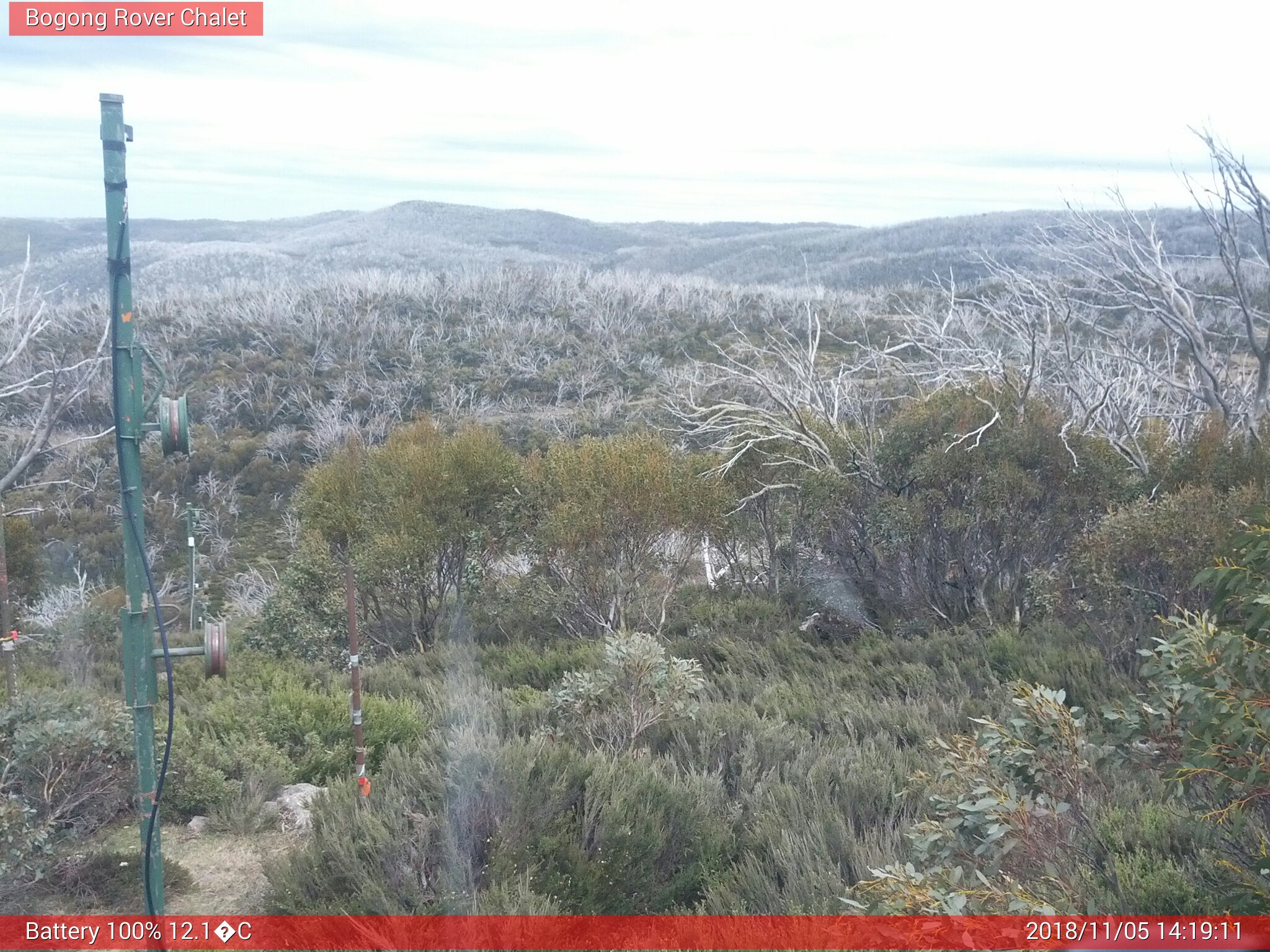 Bogong Web Cam 2:19pm Monday 5th of November 2018