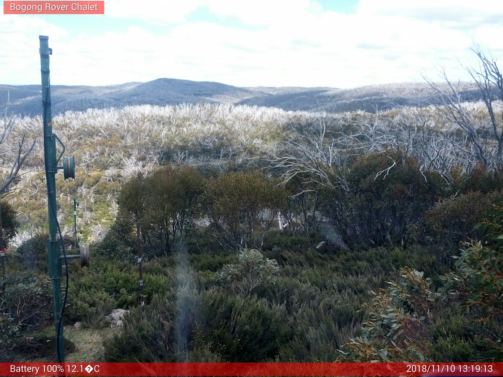 Bogong Web Cam 1:19pm Saturday 10th of November 2018