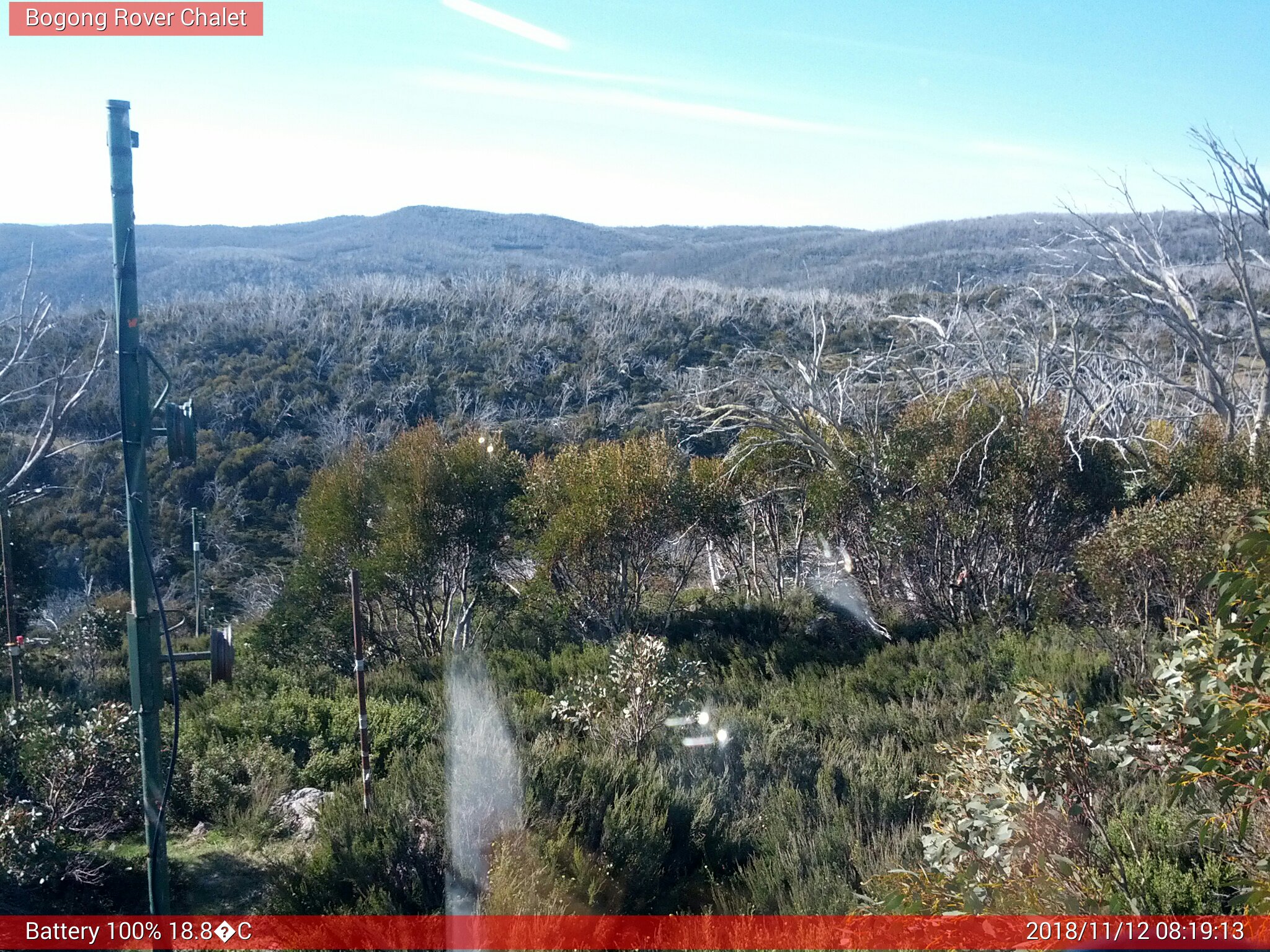 Bogong Web Cam 8:19am Monday 12th of November 2018