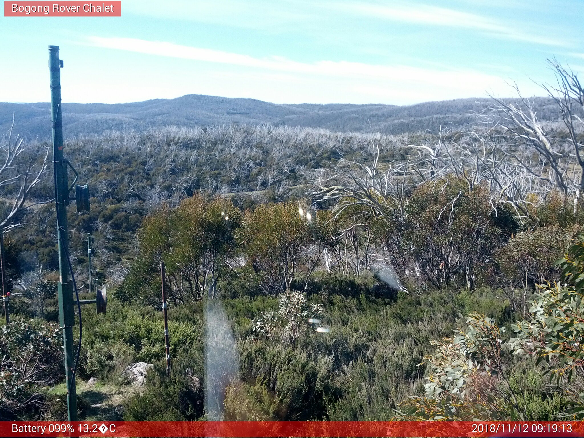 Bogong Web Cam 9:19am Monday 12th of November 2018