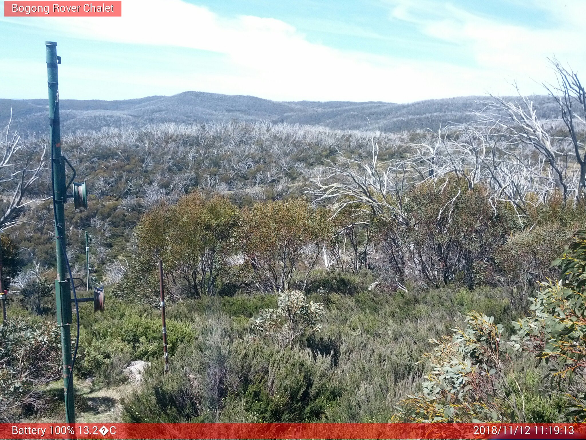 Bogong Web Cam 11:19am Monday 12th of November 2018