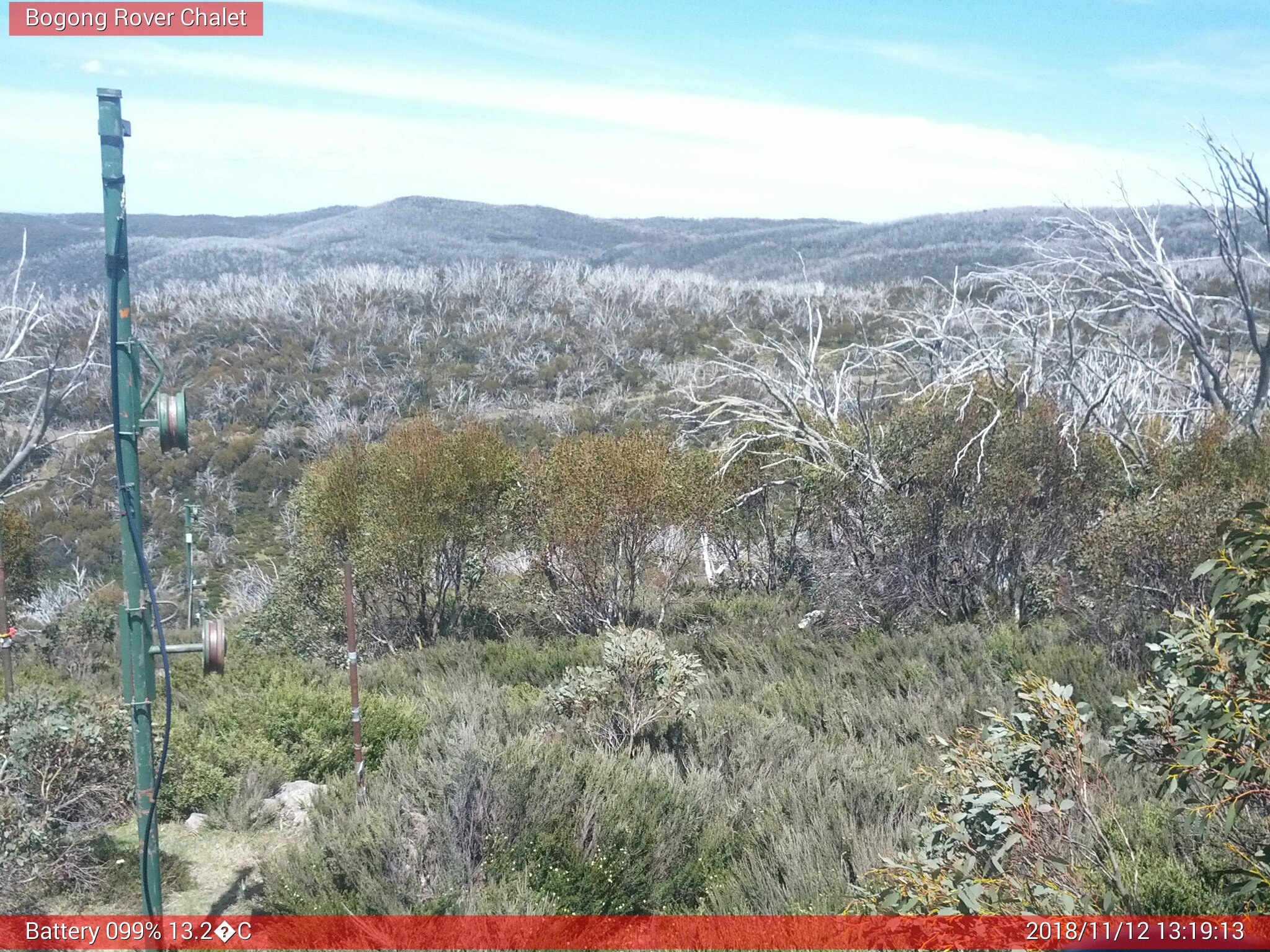 Bogong Web Cam 1:19pm Monday 12th of November 2018