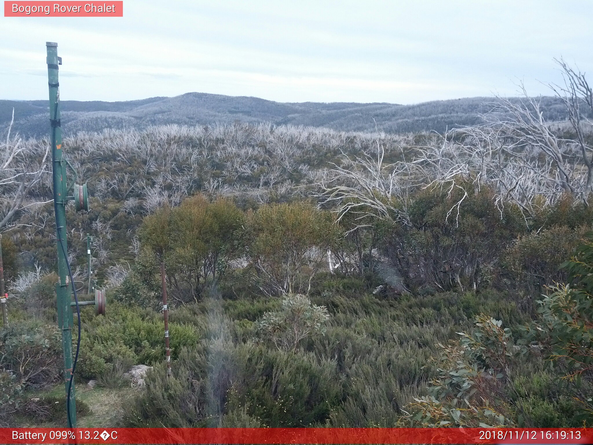 Bogong Web Cam 4:19pm Monday 12th of November 2018