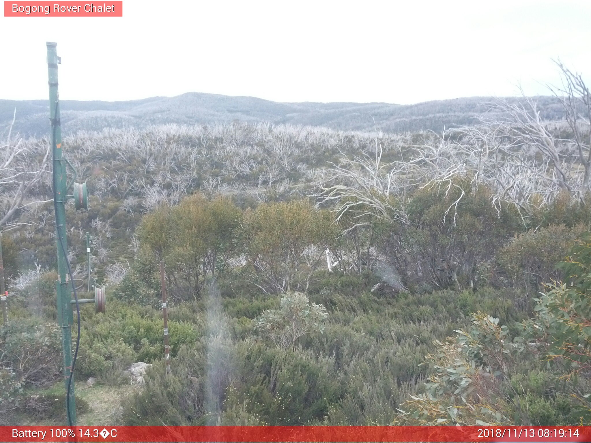 Bogong Web Cam 8:19am Tuesday 13th of November 2018