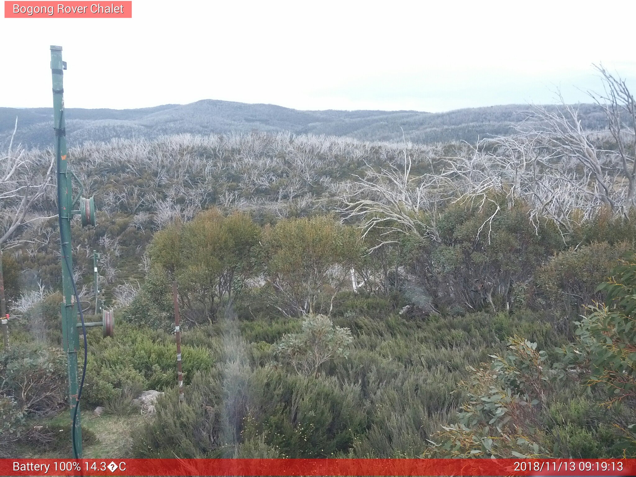 Bogong Web Cam 9:19am Tuesday 13th of November 2018