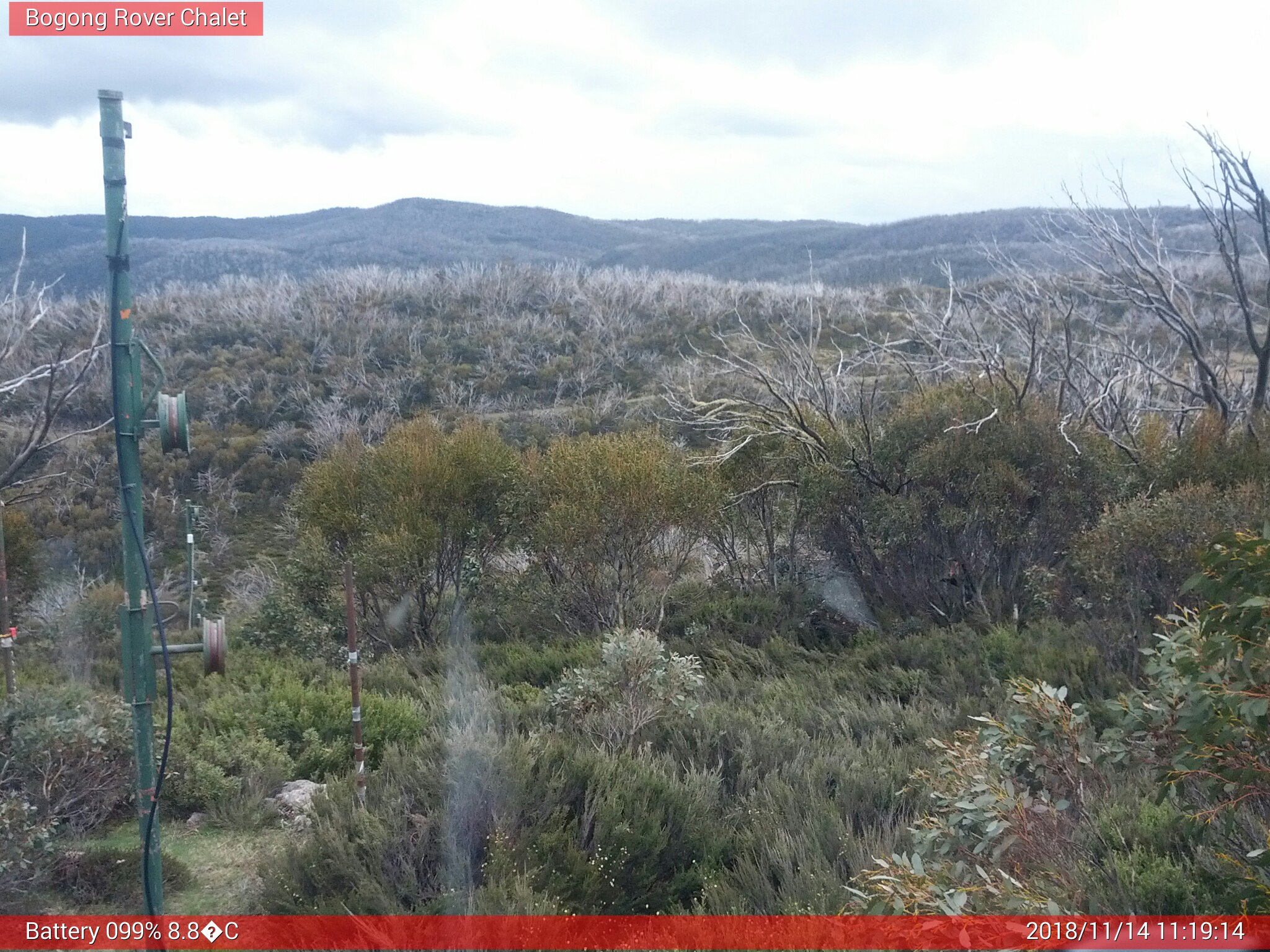 Bogong Web Cam 11:19am Wednesday 14th of November 2018