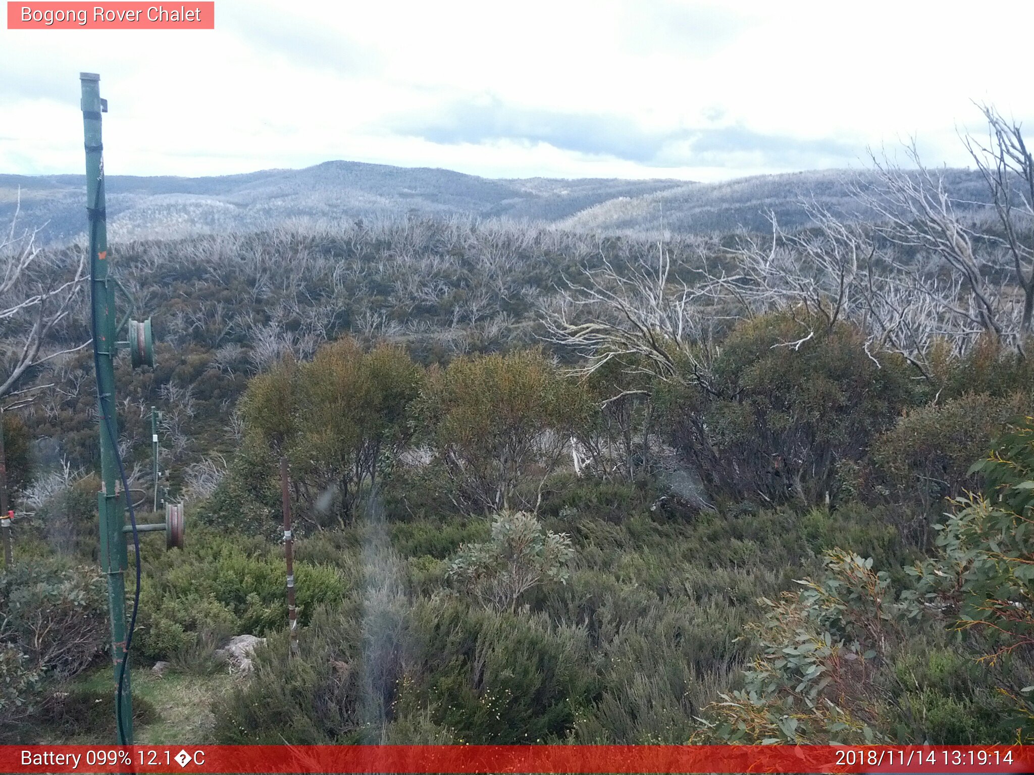 Bogong Web Cam 1:19pm Wednesday 14th of November 2018