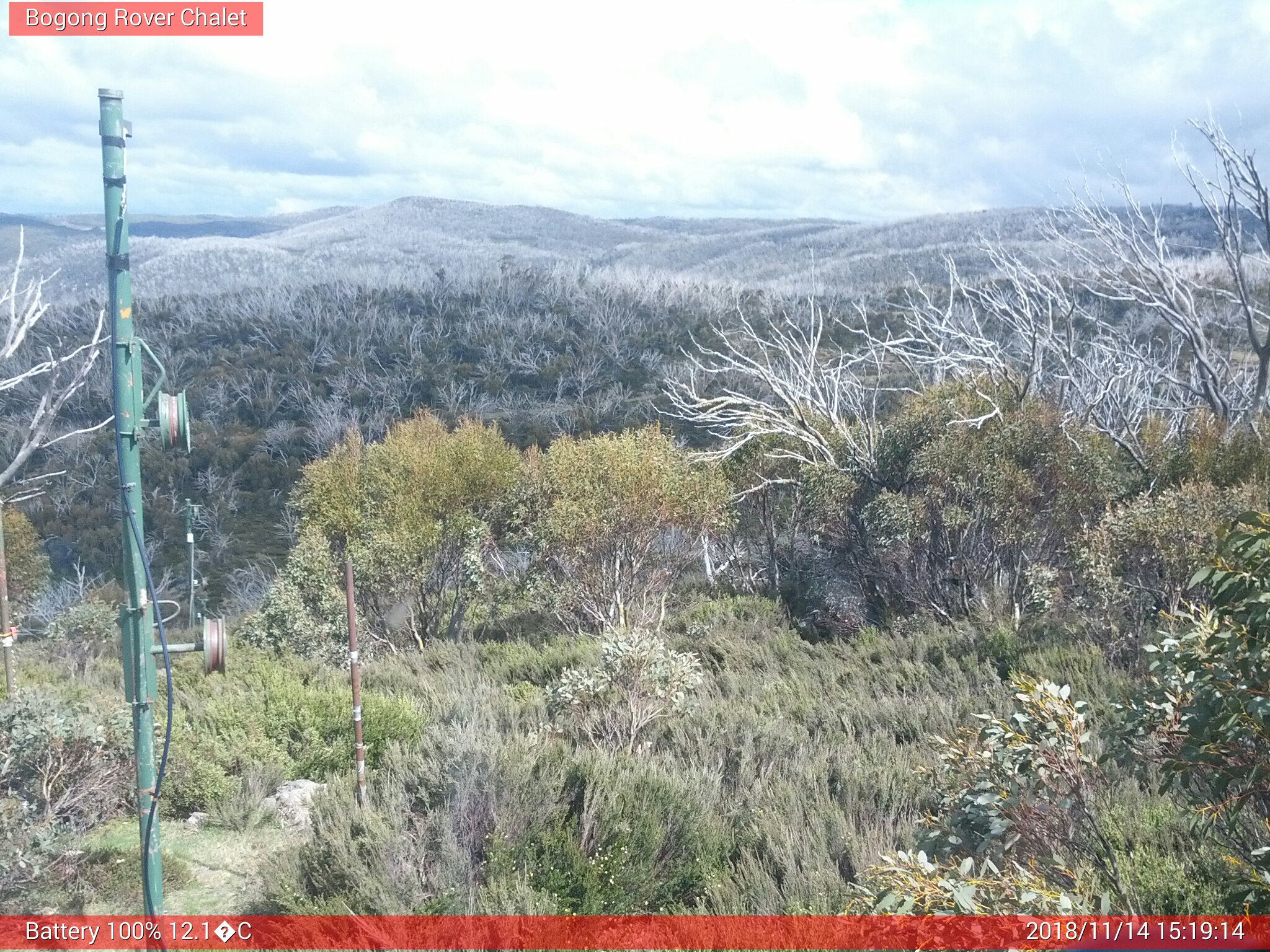 Bogong Web Cam 3:19pm Wednesday 14th of November 2018