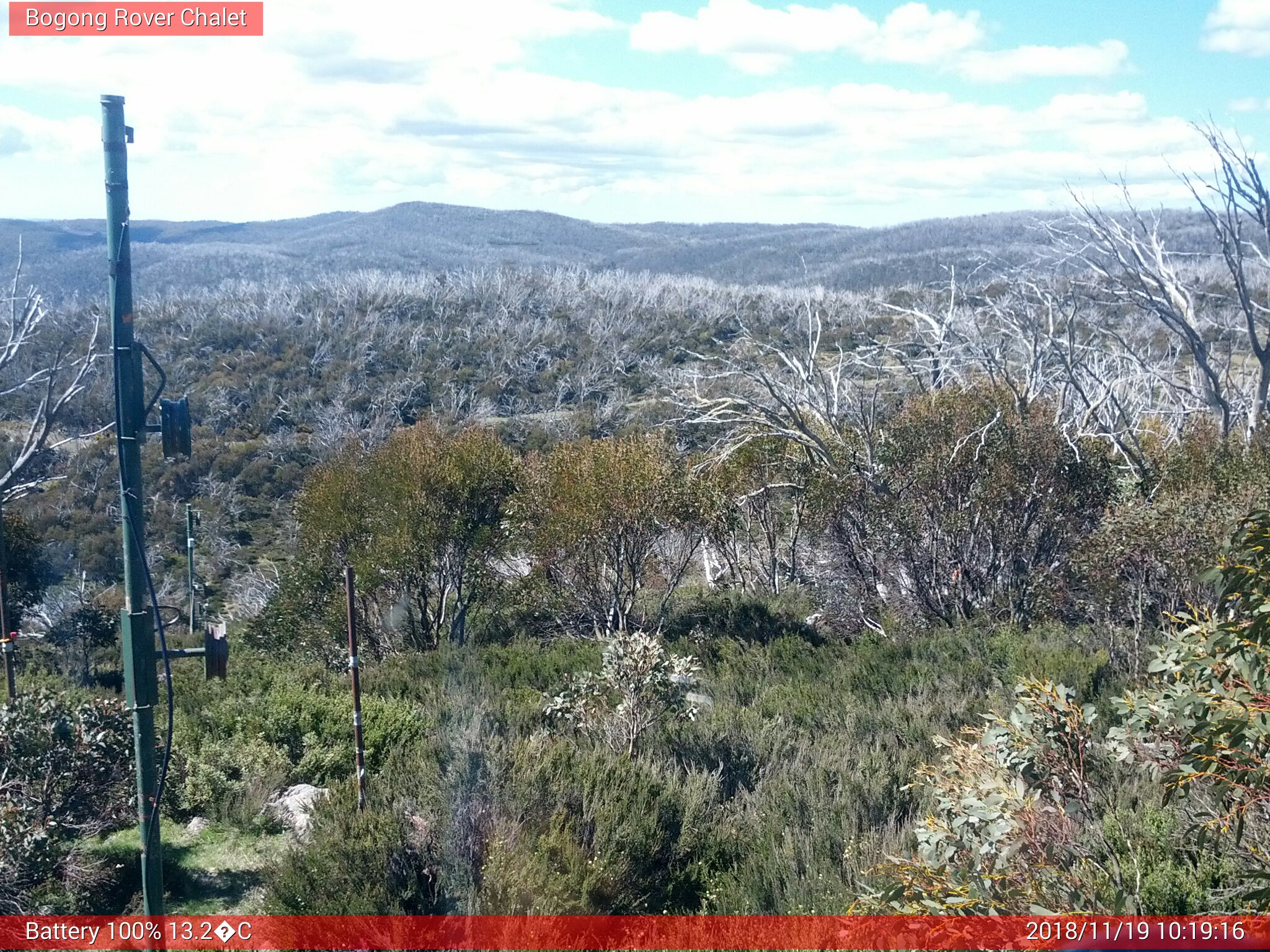 Bogong Web Cam 10:19am Monday 19th of November 2018