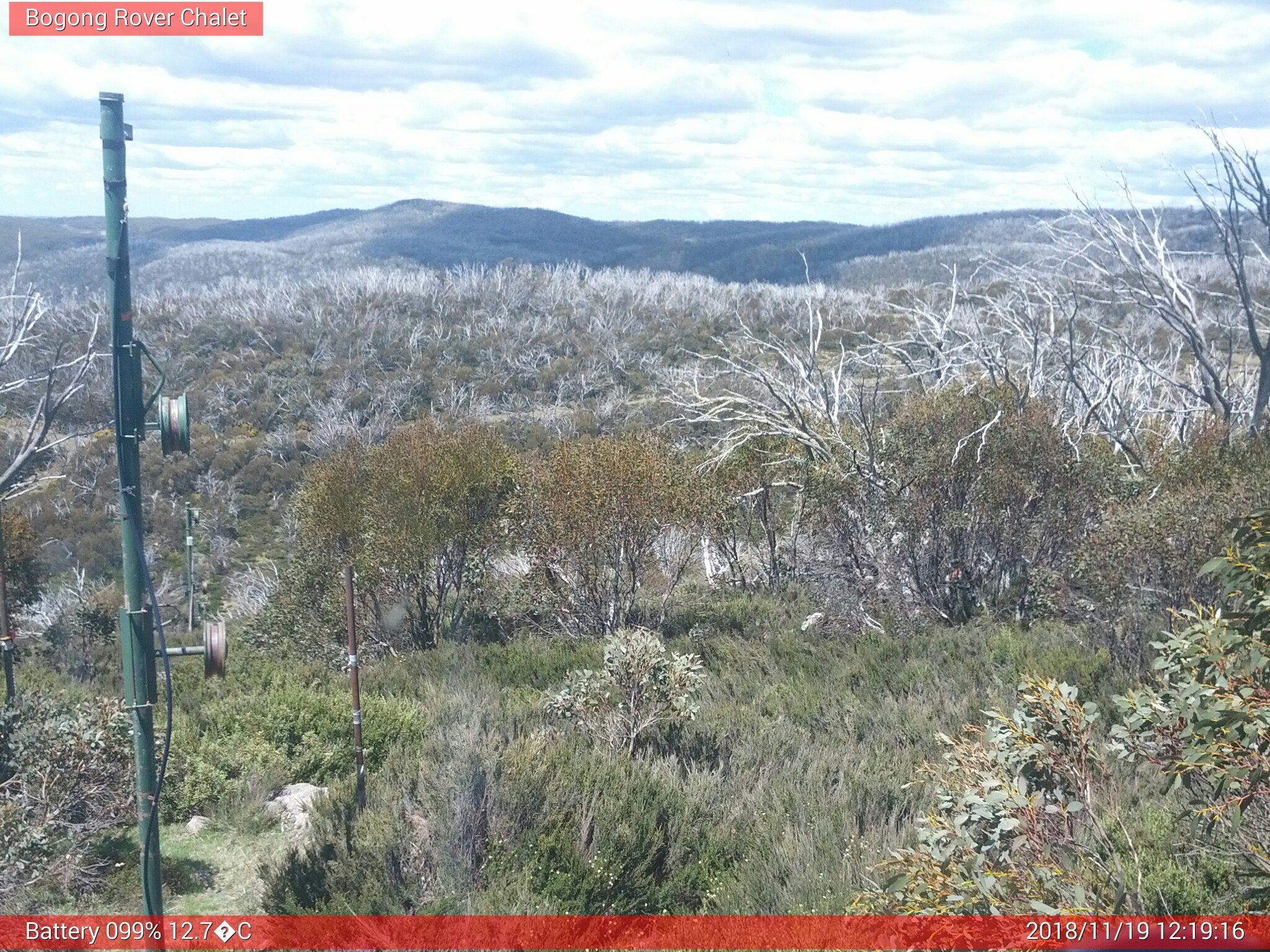 Bogong Web Cam 12:19pm Monday 19th of November 2018