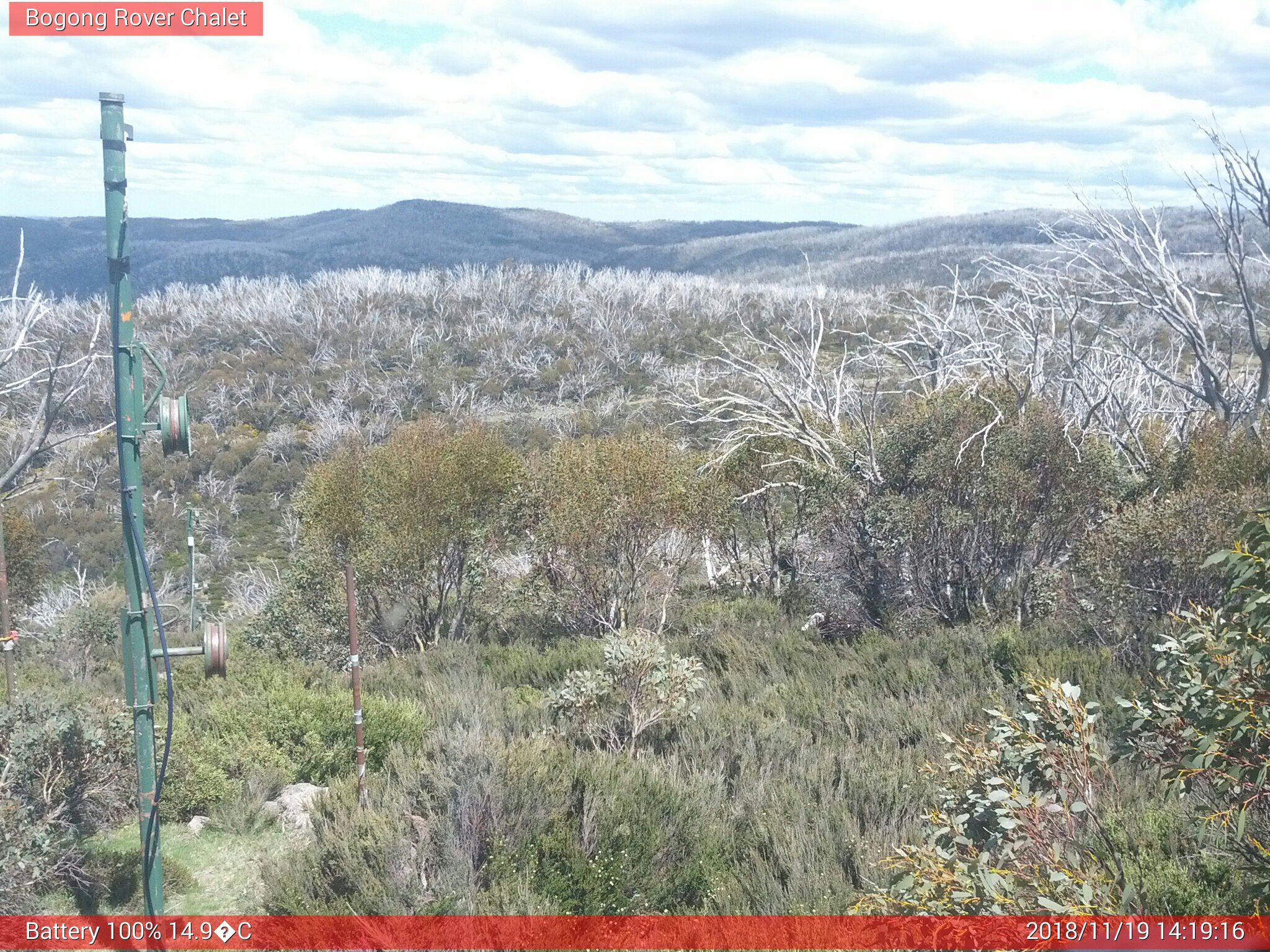 Bogong Web Cam 2:19pm Monday 19th of November 2018