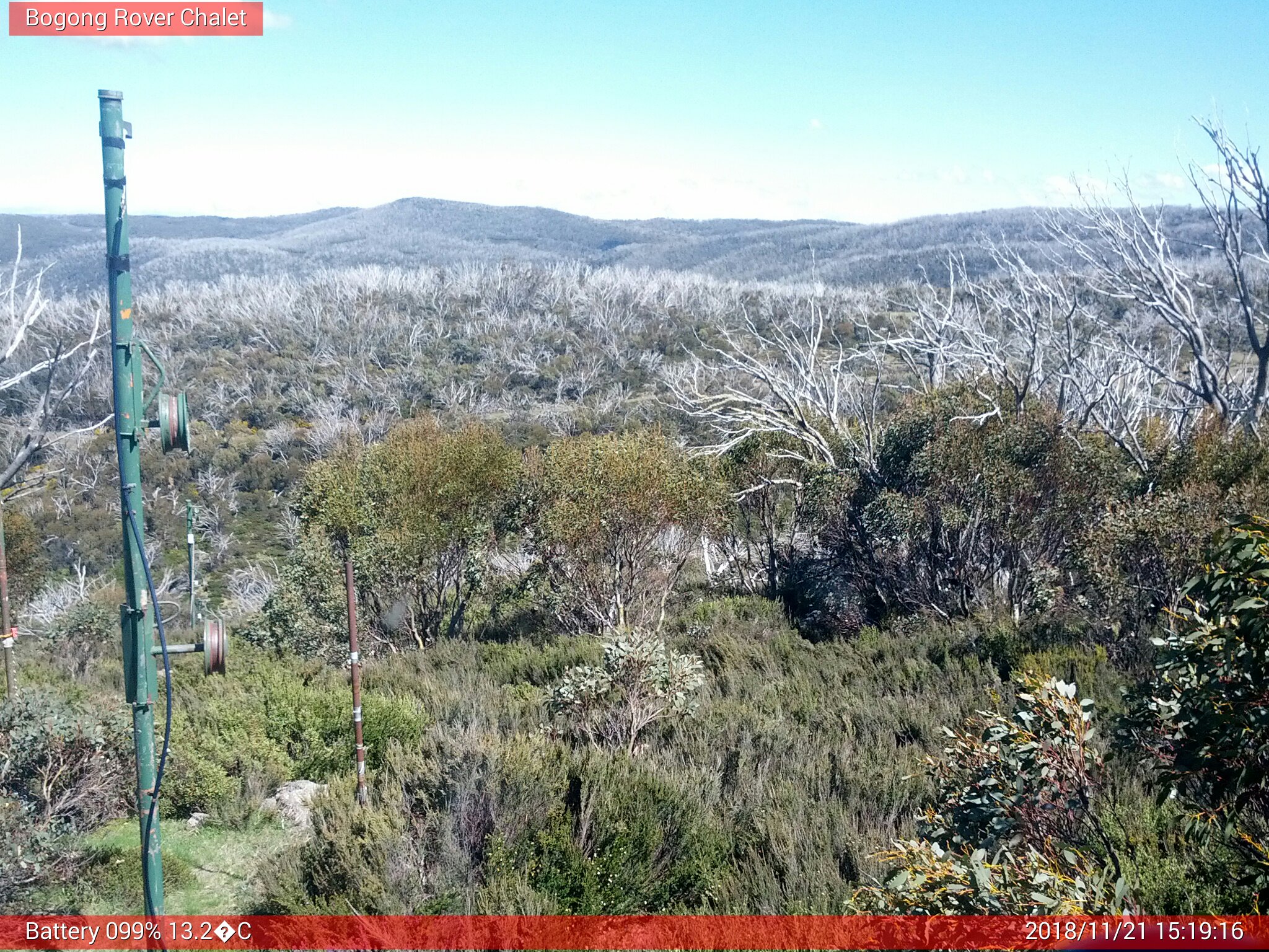 Bogong Web Cam 3:19pm Wednesday 21st of November 2018