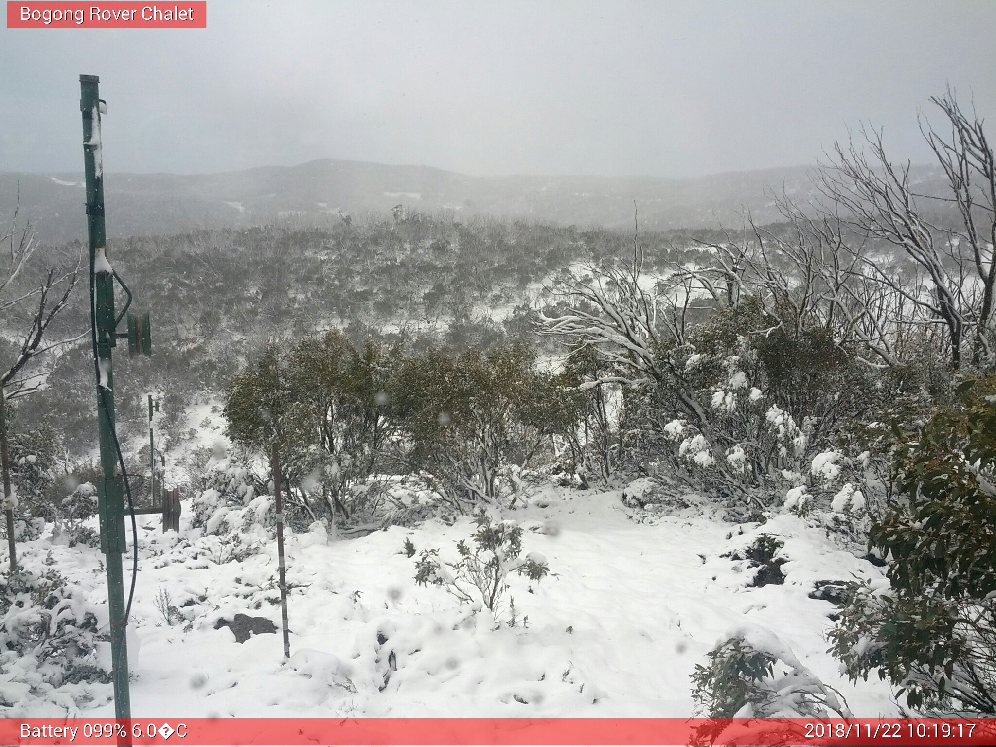 Bogong Web Cam 10:19am Thursday 22nd of November 2018