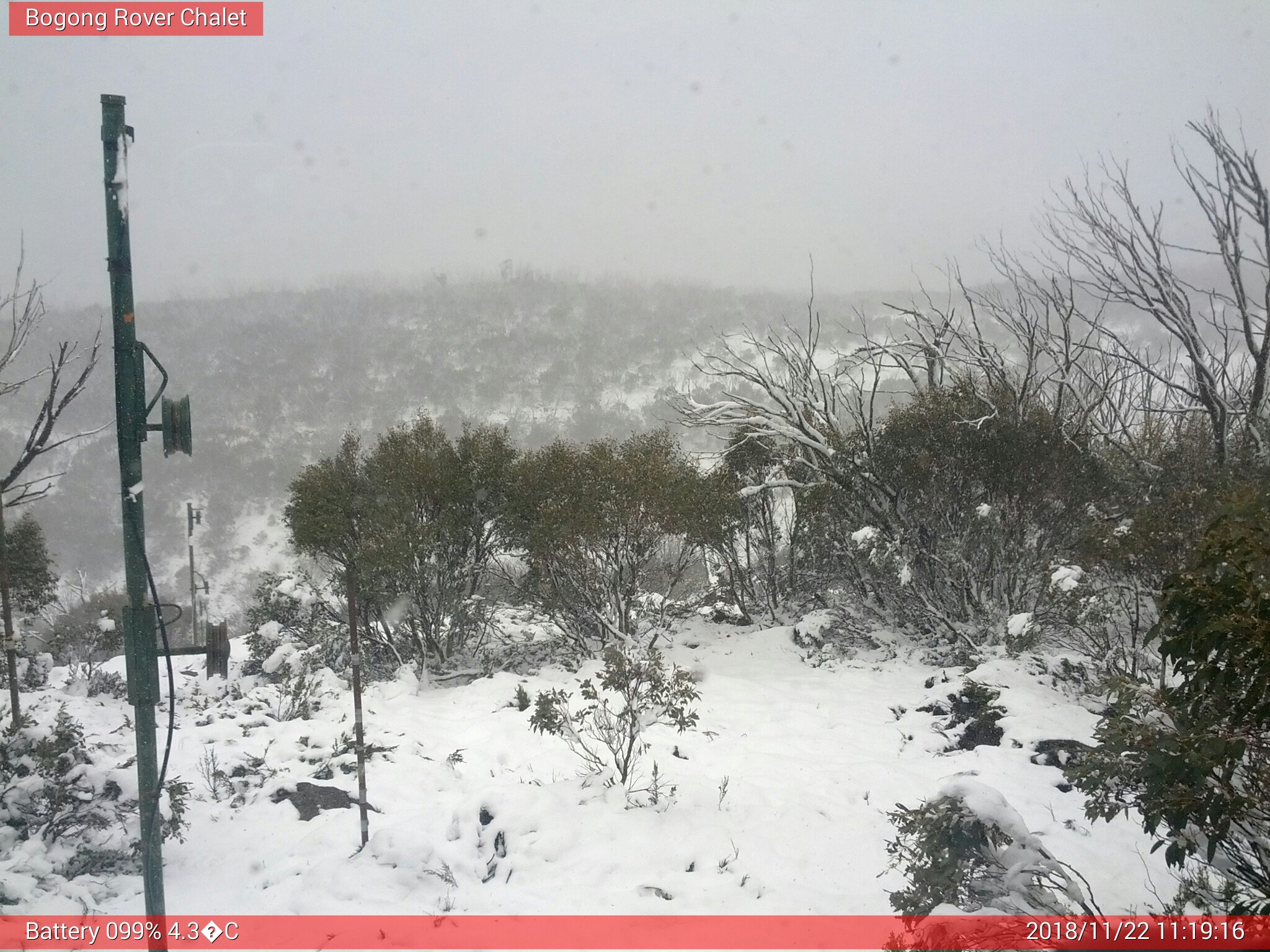 Bogong Web Cam 11:19am Thursday 22nd of November 2018