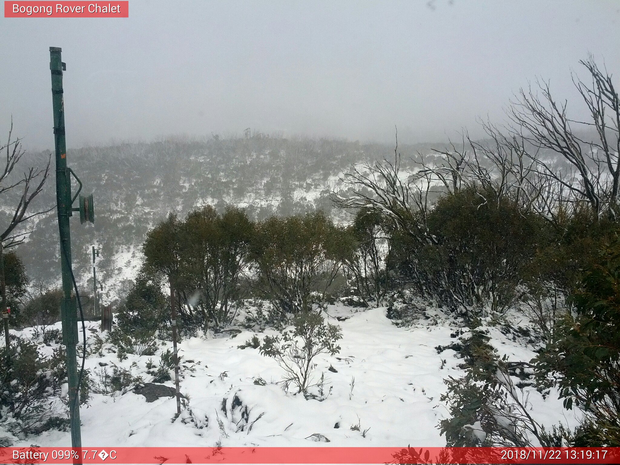 Bogong Web Cam 1:19pm Thursday 22nd of November 2018