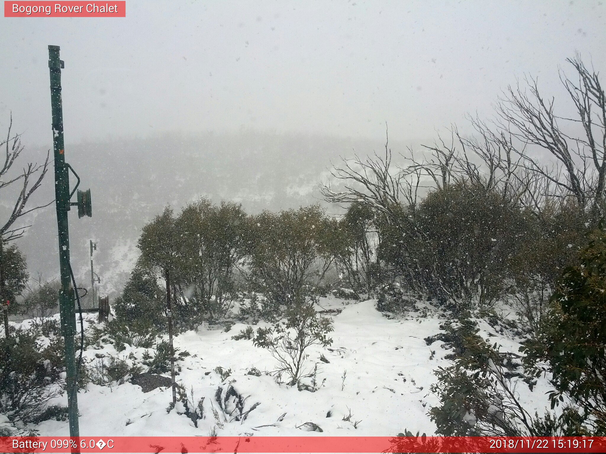 Bogong Web Cam 3:19pm Thursday 22nd of November 2018