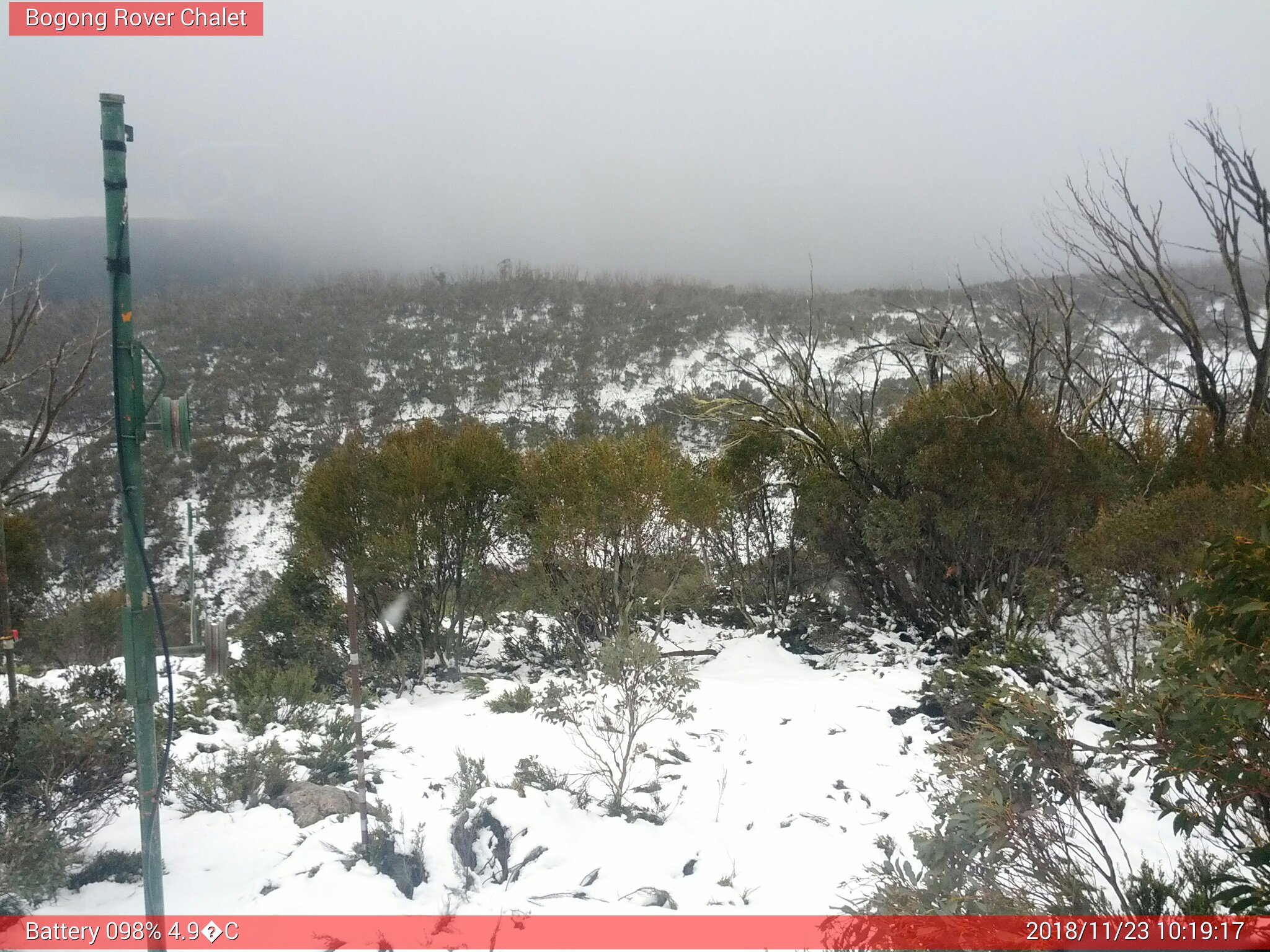 Bogong Web Cam 10:19am Friday 23rd of November 2018