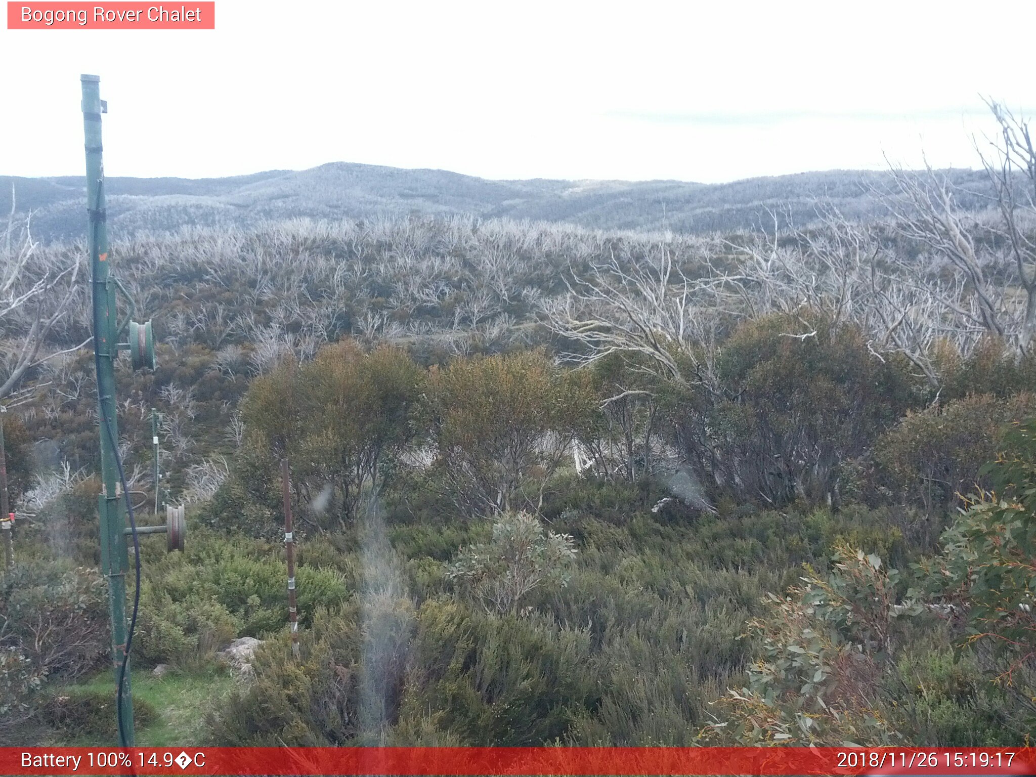 Bogong Web Cam 3:19pm Monday 26th of November 2018