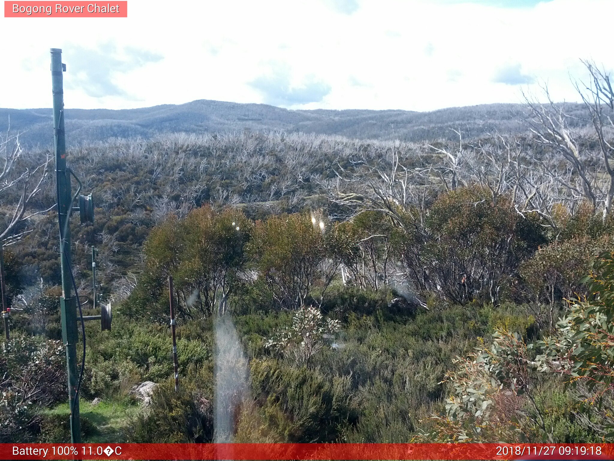 Bogong Web Cam 9:19am Tuesday 27th of November 2018