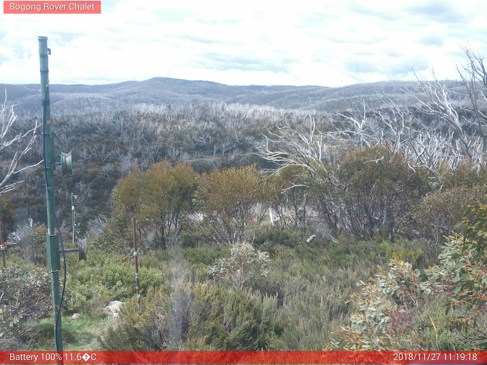 Bogong Web Cam 11:19am Tuesday 27th of November 2018