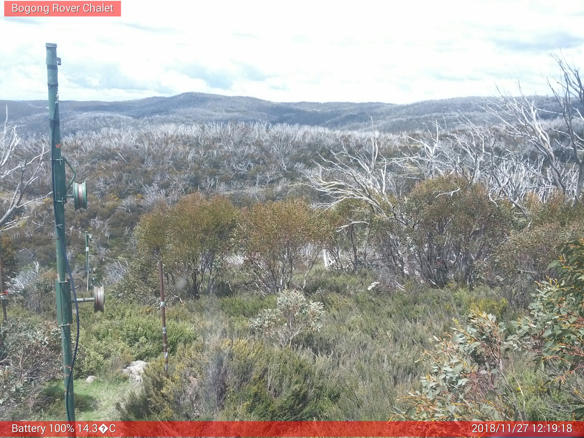 Bogong Web Cam 12:19pm Tuesday 27th of November 2018