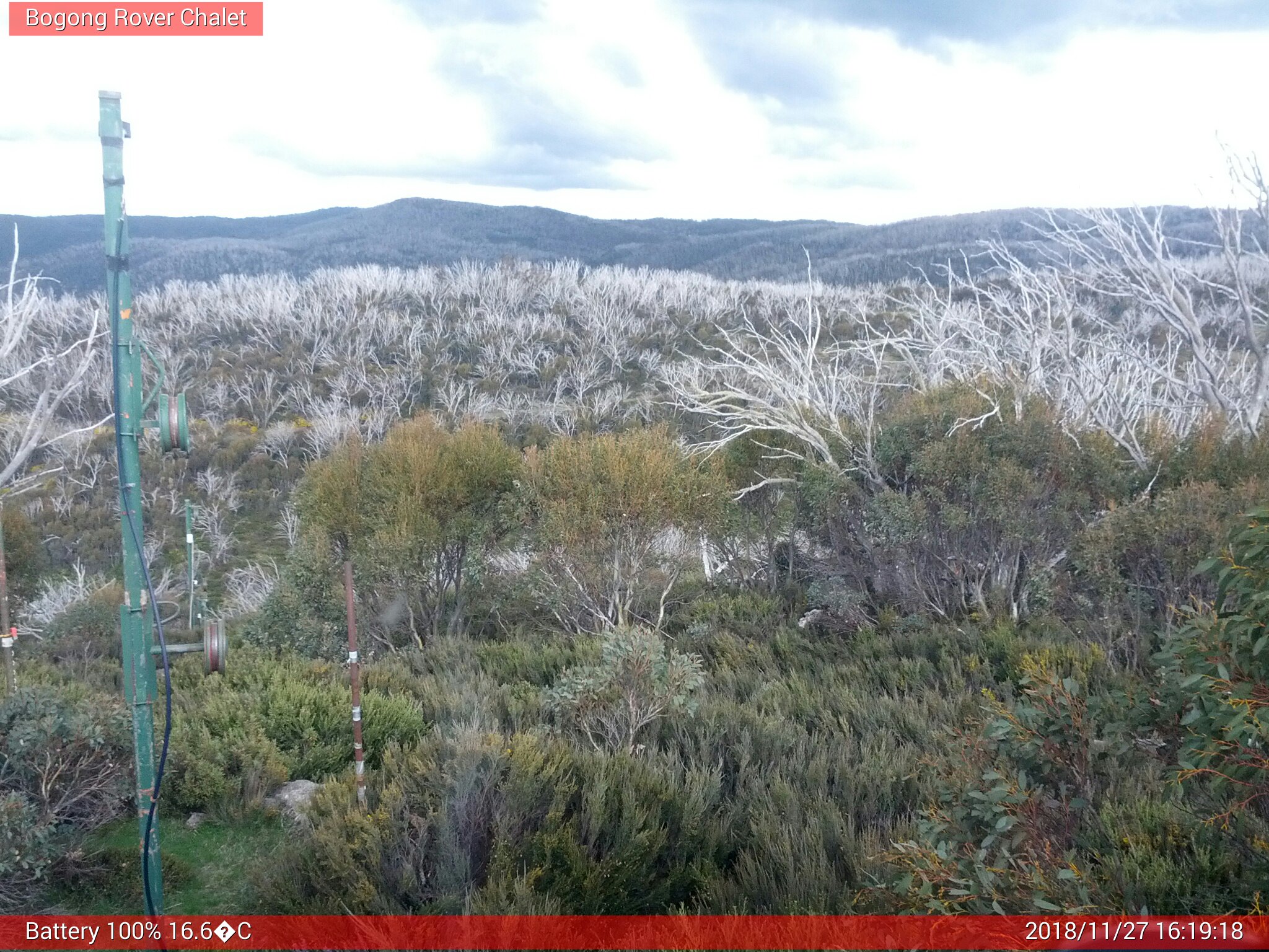 Bogong Web Cam 4:19pm Tuesday 27th of November 2018