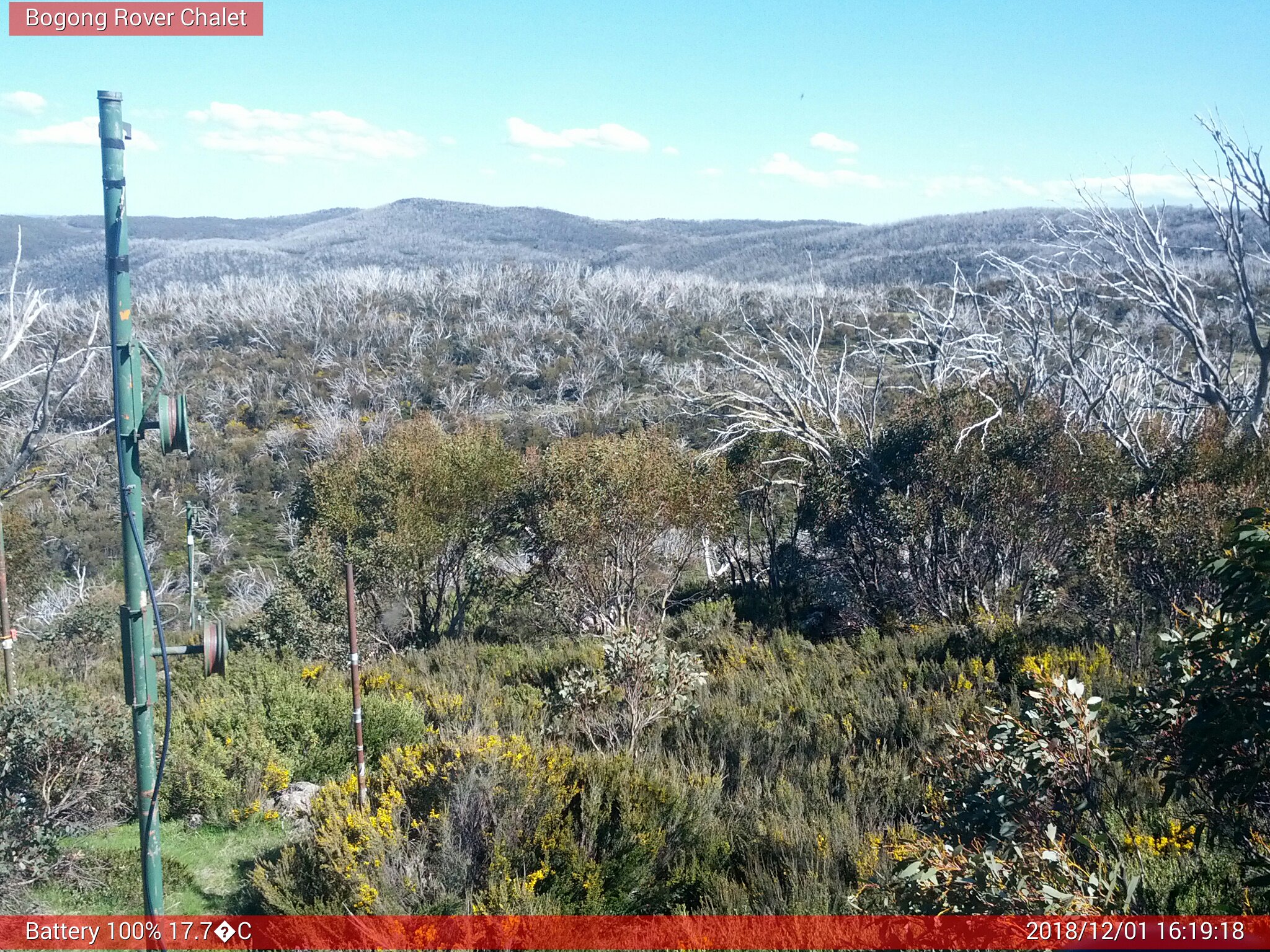 Bogong Web Cam 4:19pm Saturday 1st of December 2018