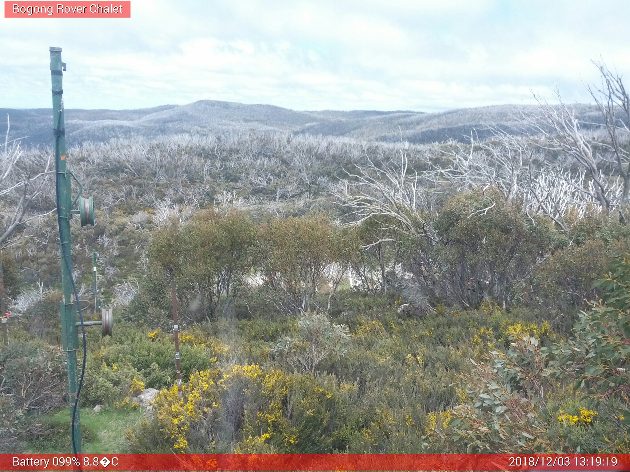 Bogong Web Cam 1:19pm Monday 3rd of December 2018