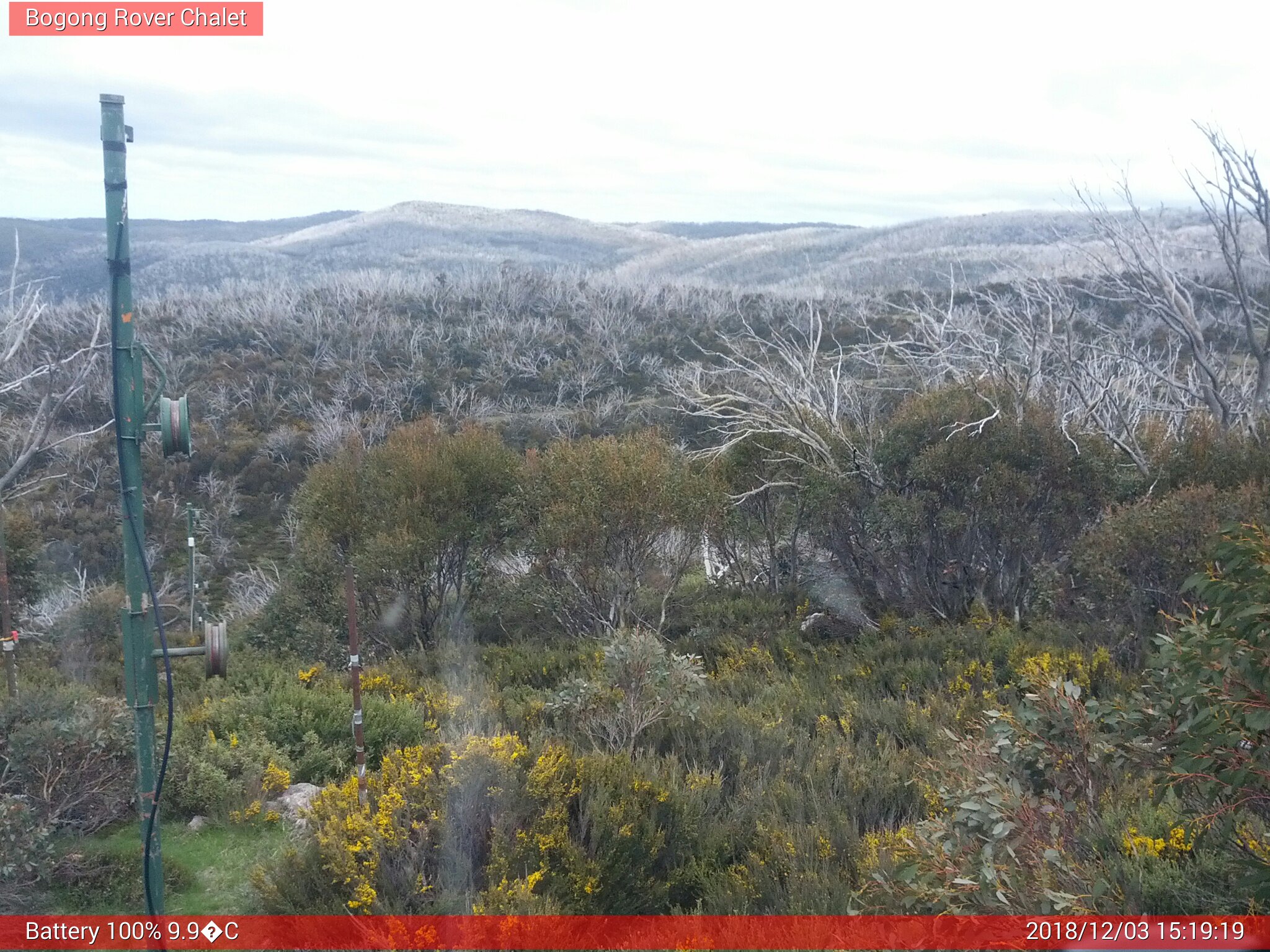 Bogong Web Cam 3:19pm Monday 3rd of December 2018