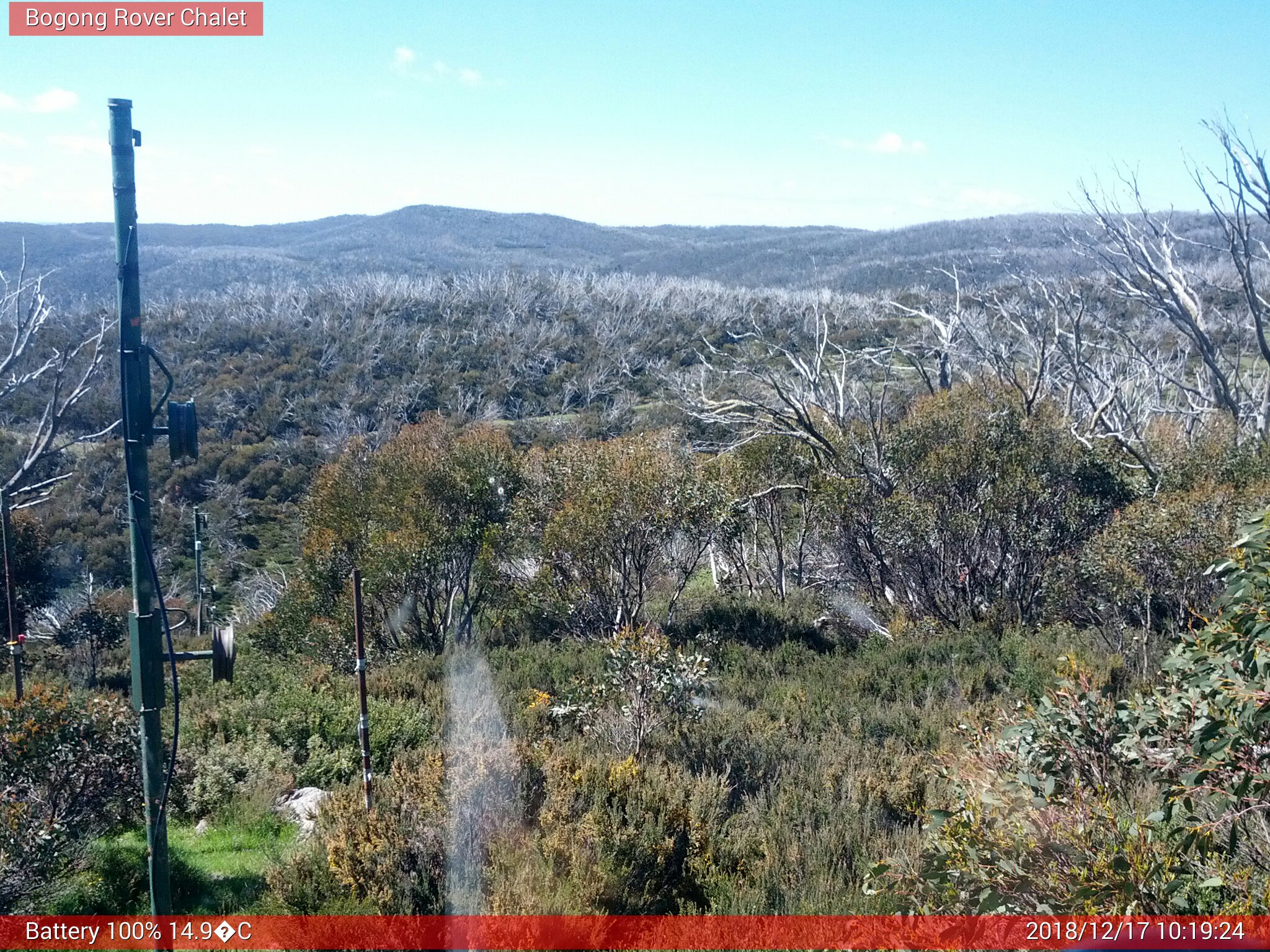 Bogong Web Cam 10:19am Monday 17th of December 2018