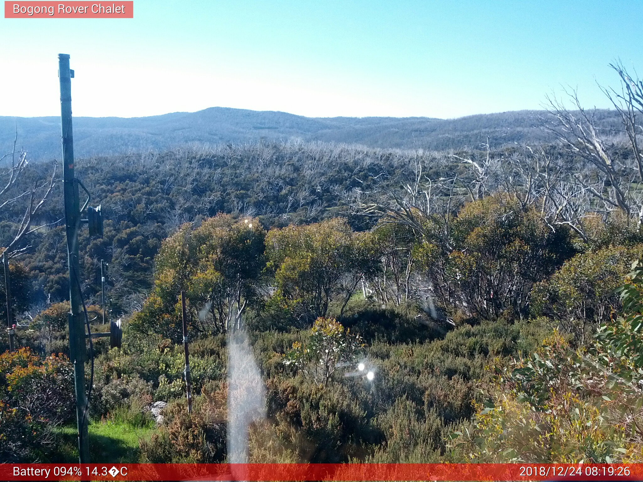 Bogong Web Cam 8:19am Monday 24th of December 2018