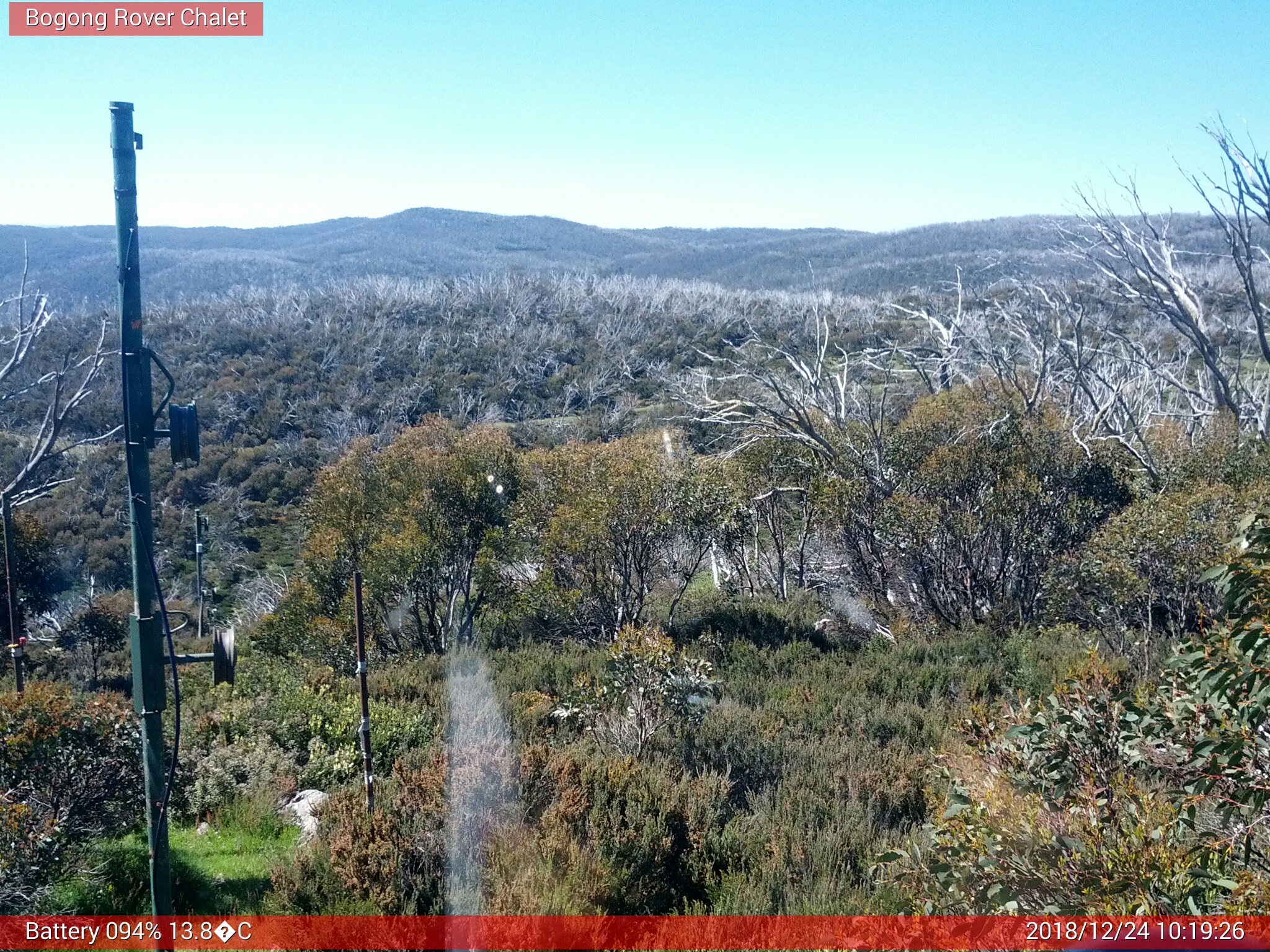 Bogong Web Cam 10:19am Monday 24th of December 2018