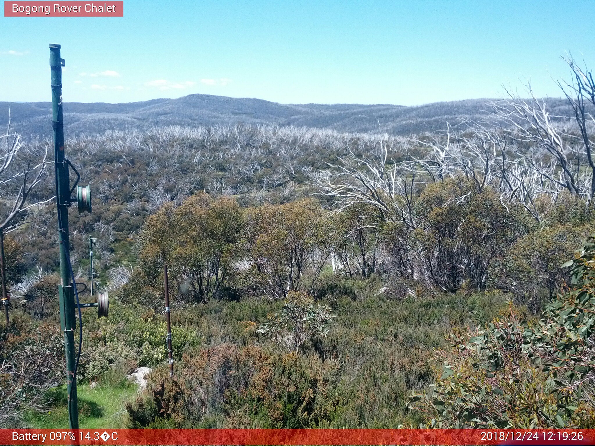 Bogong Web Cam 12:19pm Monday 24th of December 2018