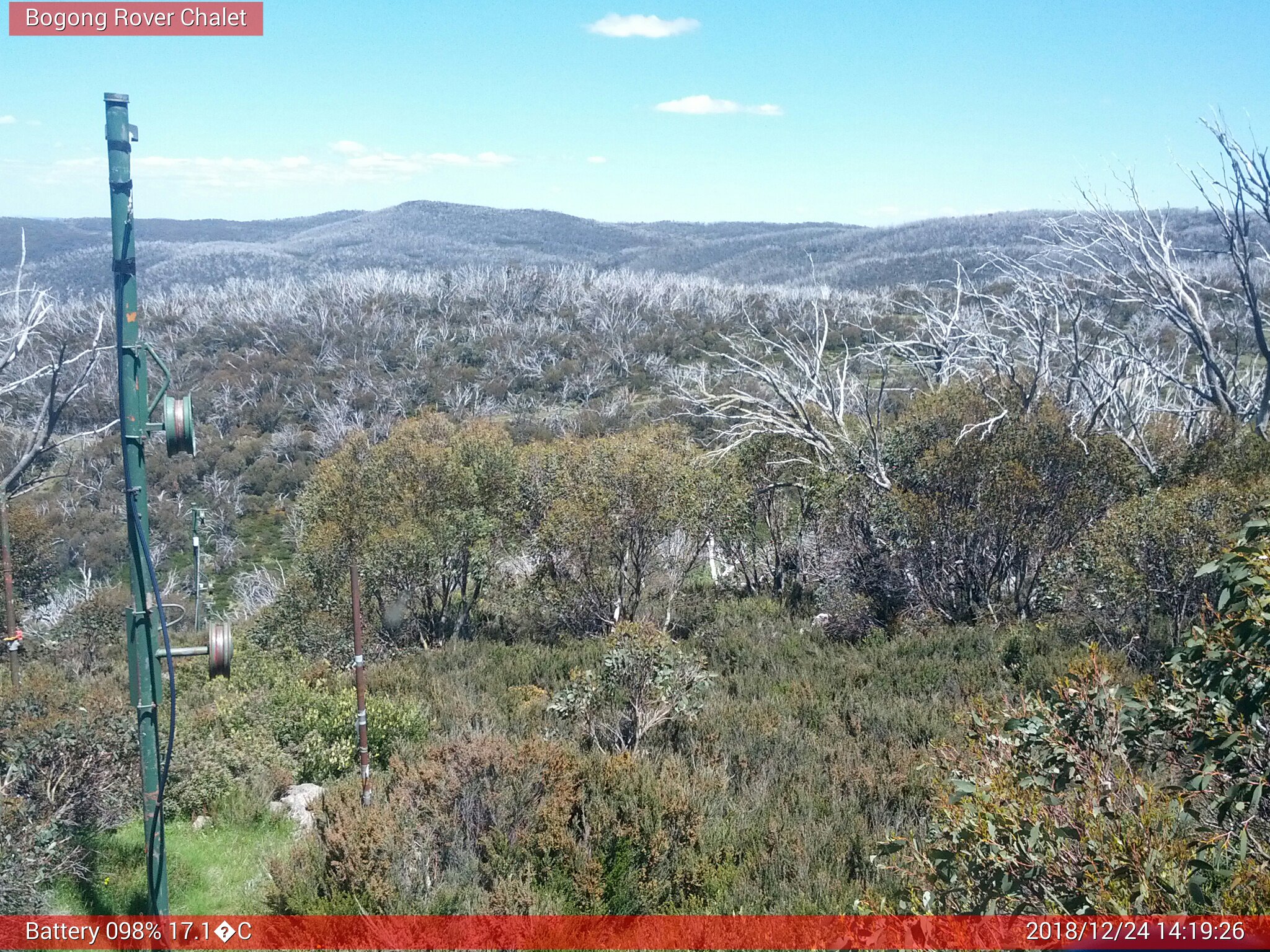 Bogong Web Cam 2:19pm Monday 24th of December 2018