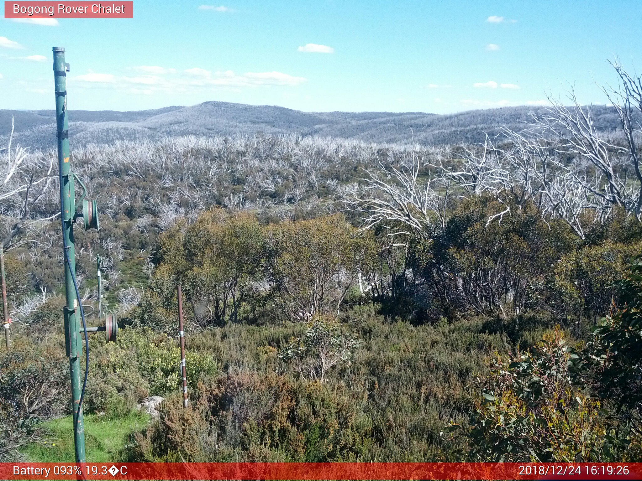 Bogong Web Cam 4:19pm Monday 24th of December 2018