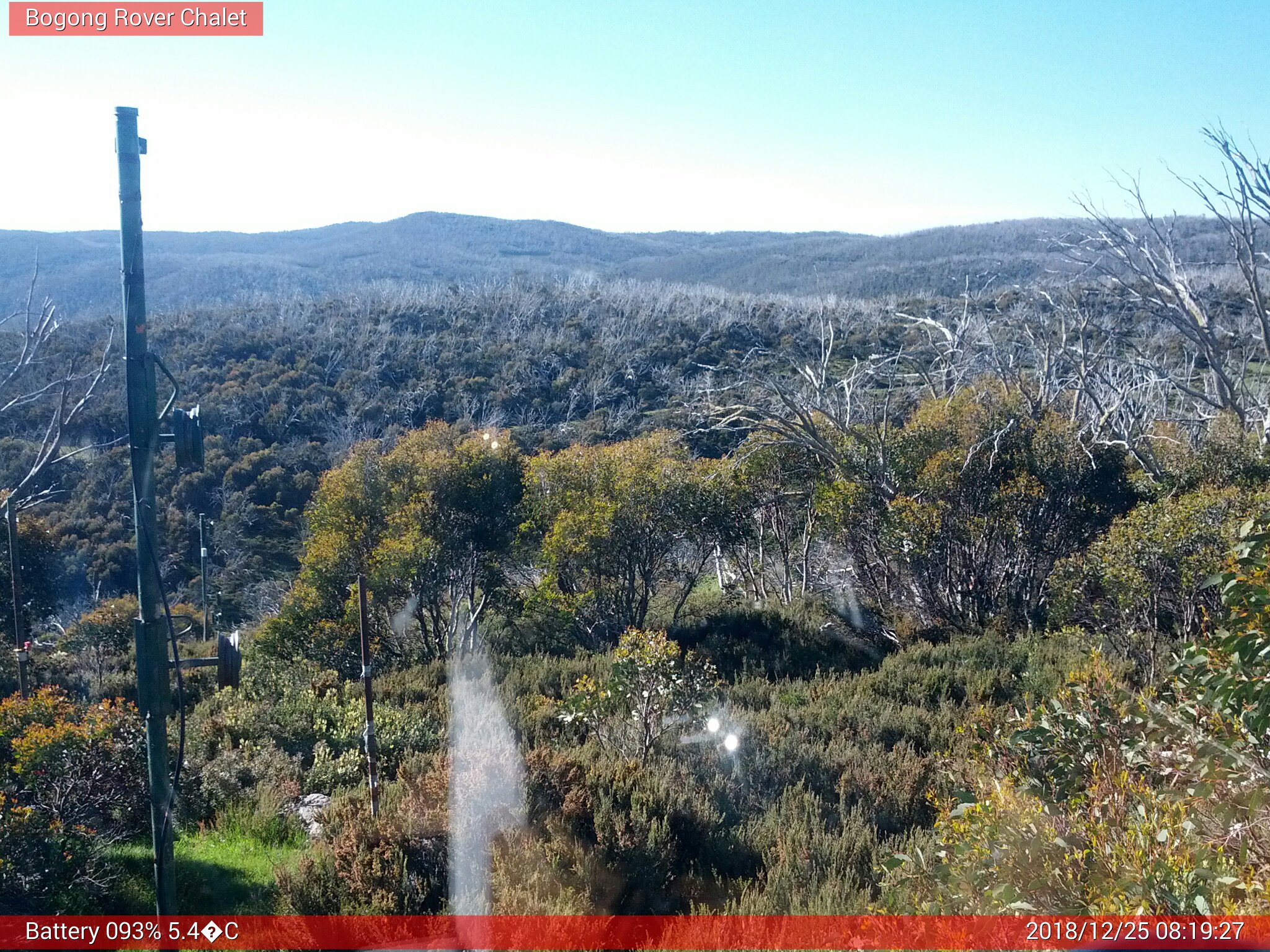 Bogong Web Cam 8:19am Tuesday 25th of December 2018