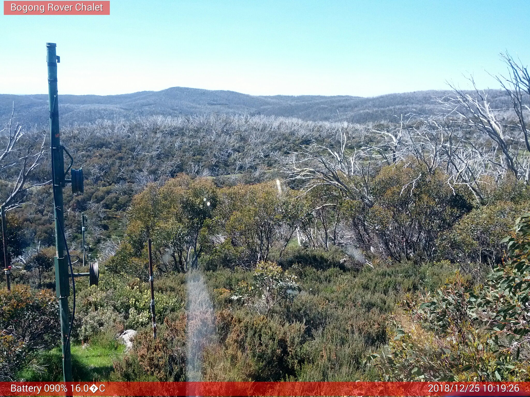 Bogong Web Cam 10:19am Tuesday 25th of December 2018