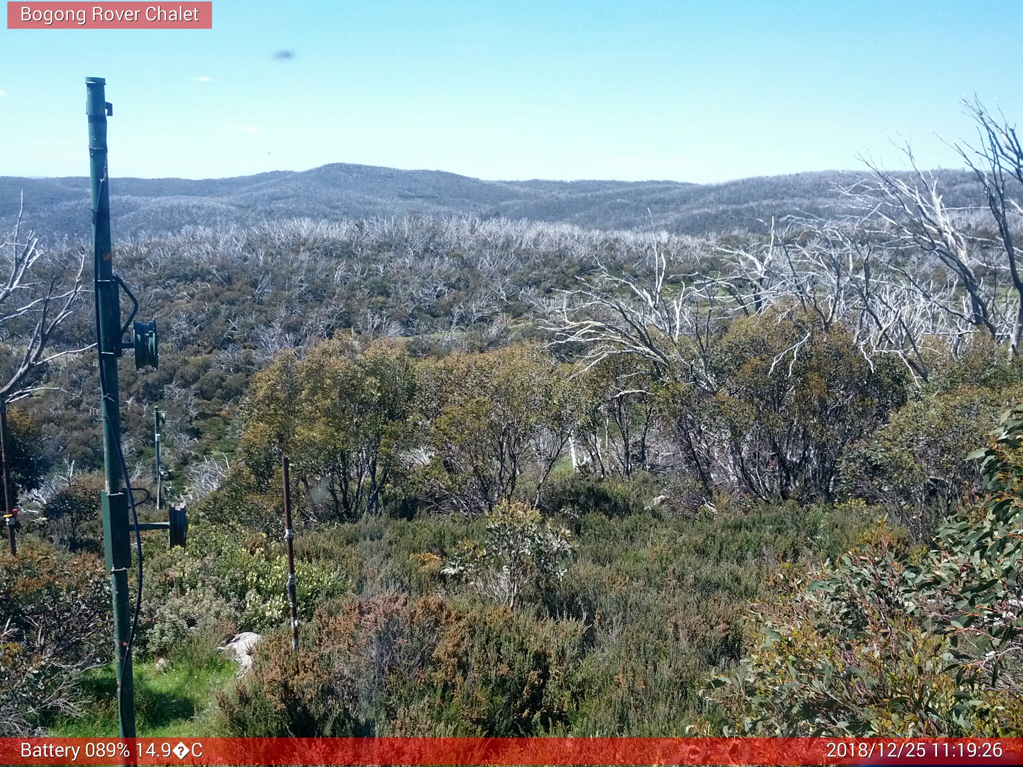 Bogong Web Cam 11:19am Tuesday 25th of December 2018