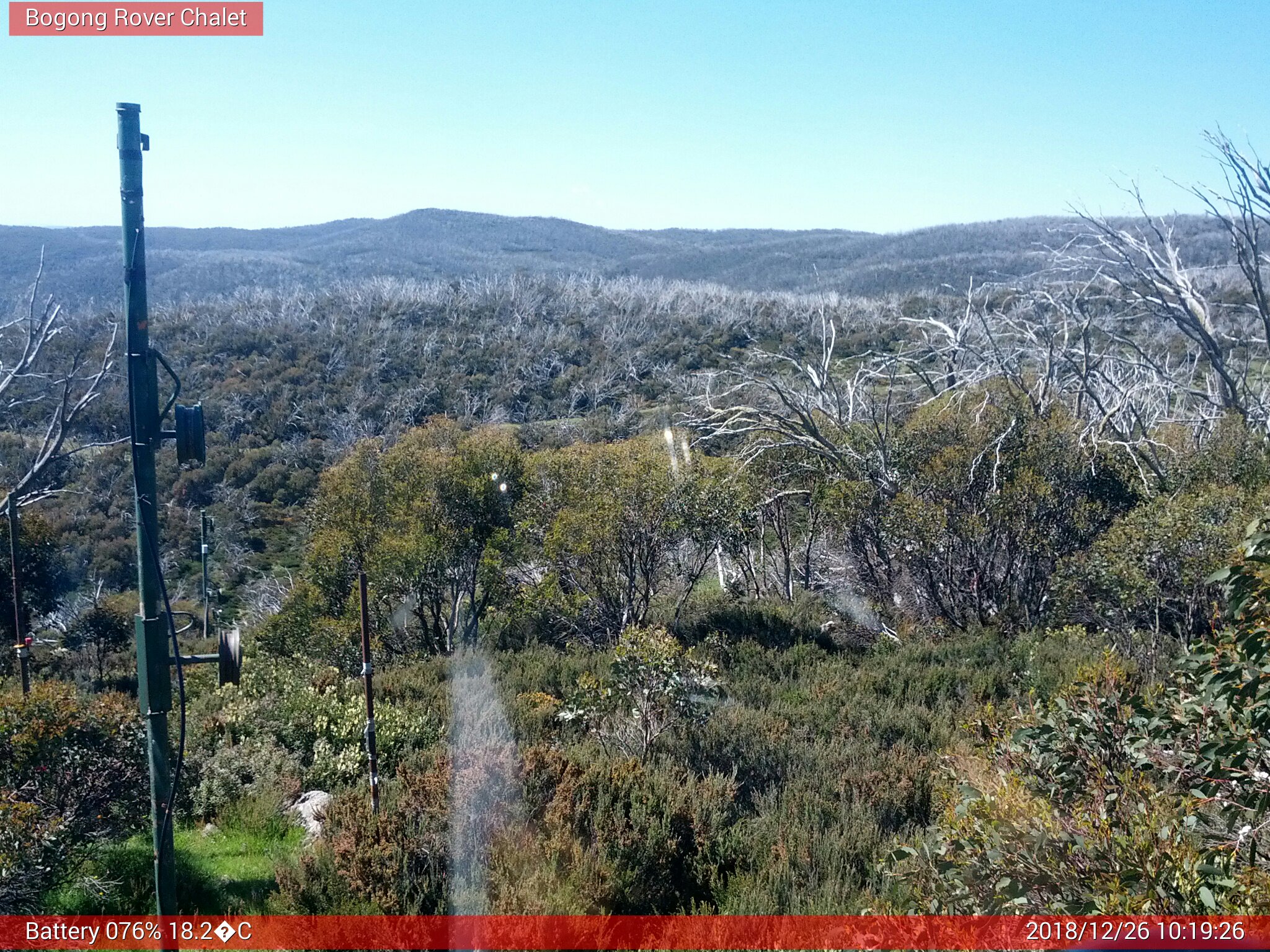 Bogong Web Cam 10:19am Wednesday 26th of December 2018