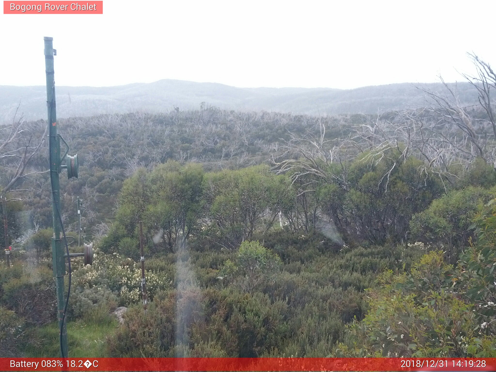 Bogong Web Cam 2:19pm Monday 31st of December 2018