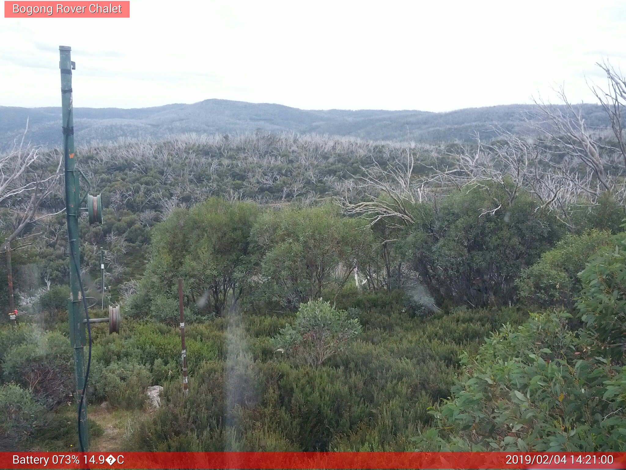 Bogong Web Cam 2:20pm Monday 4th of February 2019