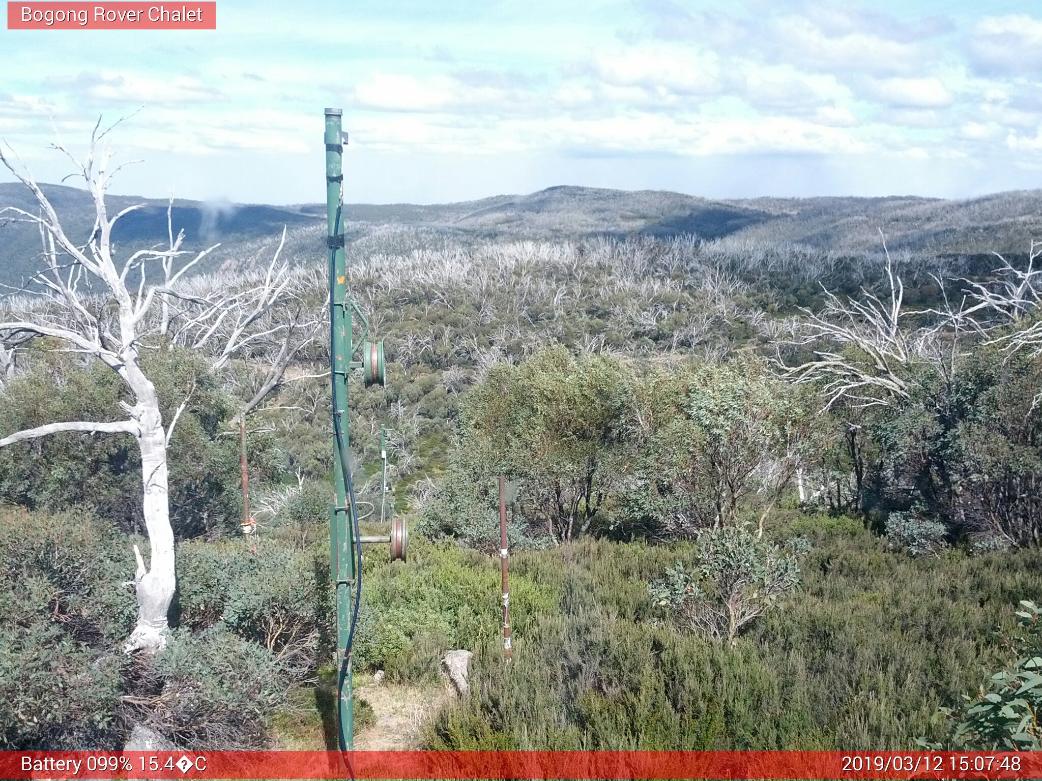 Bogong Web Cam 3:07pm Tuesday 12th of March 2019