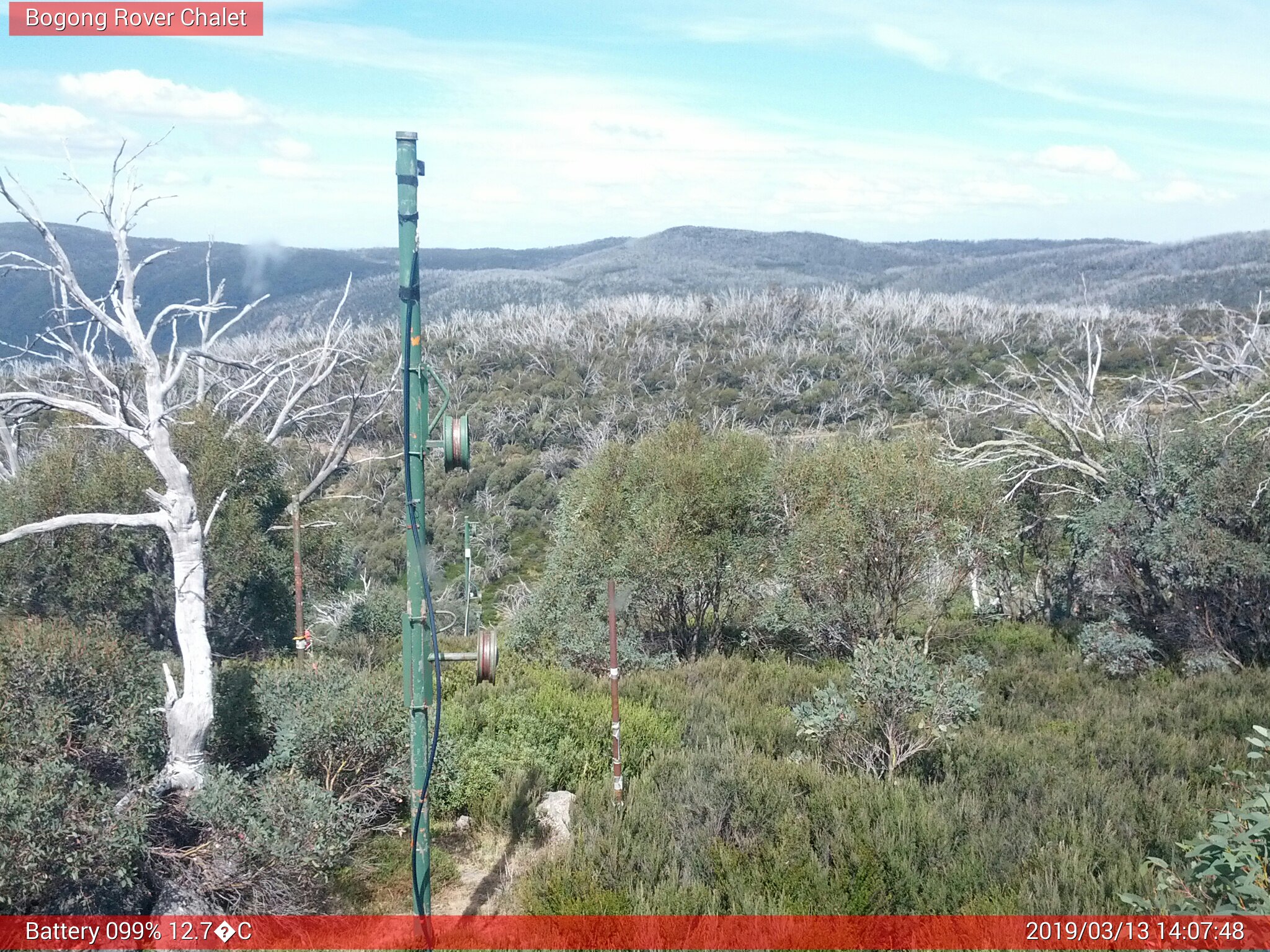 Bogong Web Cam 2:07pm Wednesday 13th of March 2019