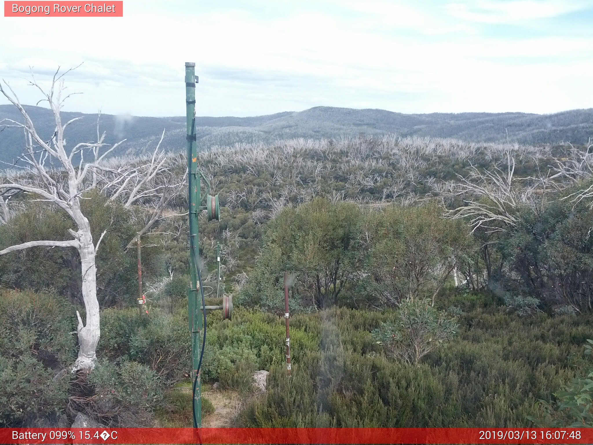 Bogong Web Cam 4:07pm Wednesday 13th of March 2019