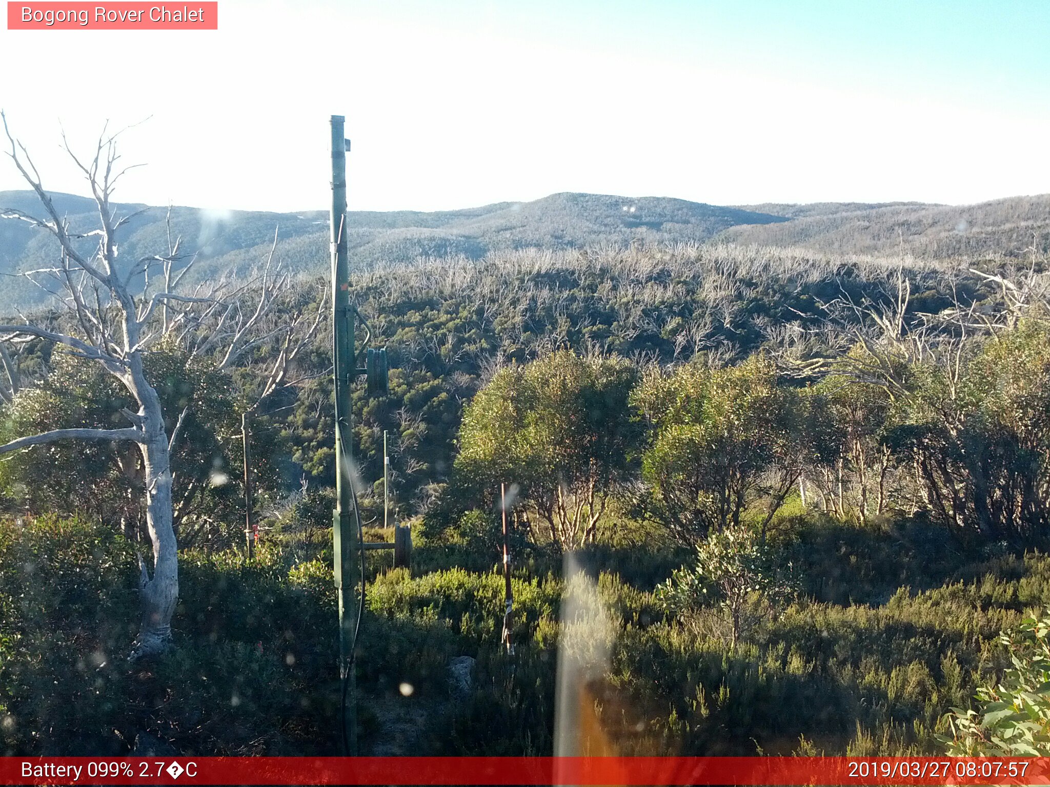 Bogong Web Cam 8:07am Wednesday 27th of March 2019