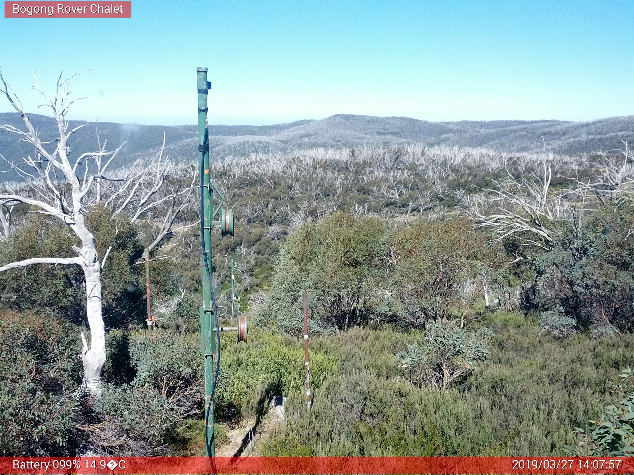 Bogong Web Cam 2:07pm Wednesday 27th of March 2019