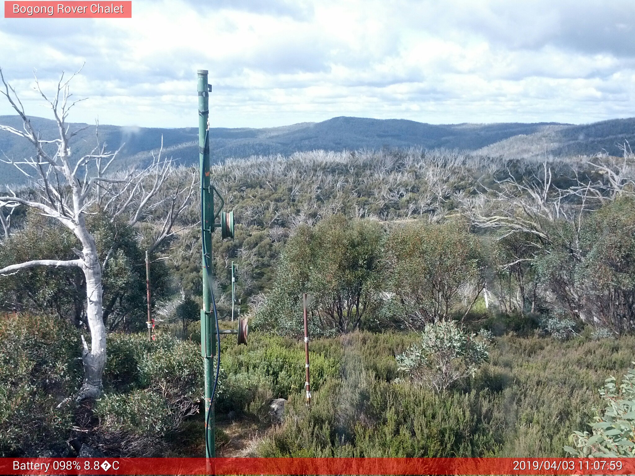 Bogong Web Cam 11:07am Wednesday 3rd of April 2019