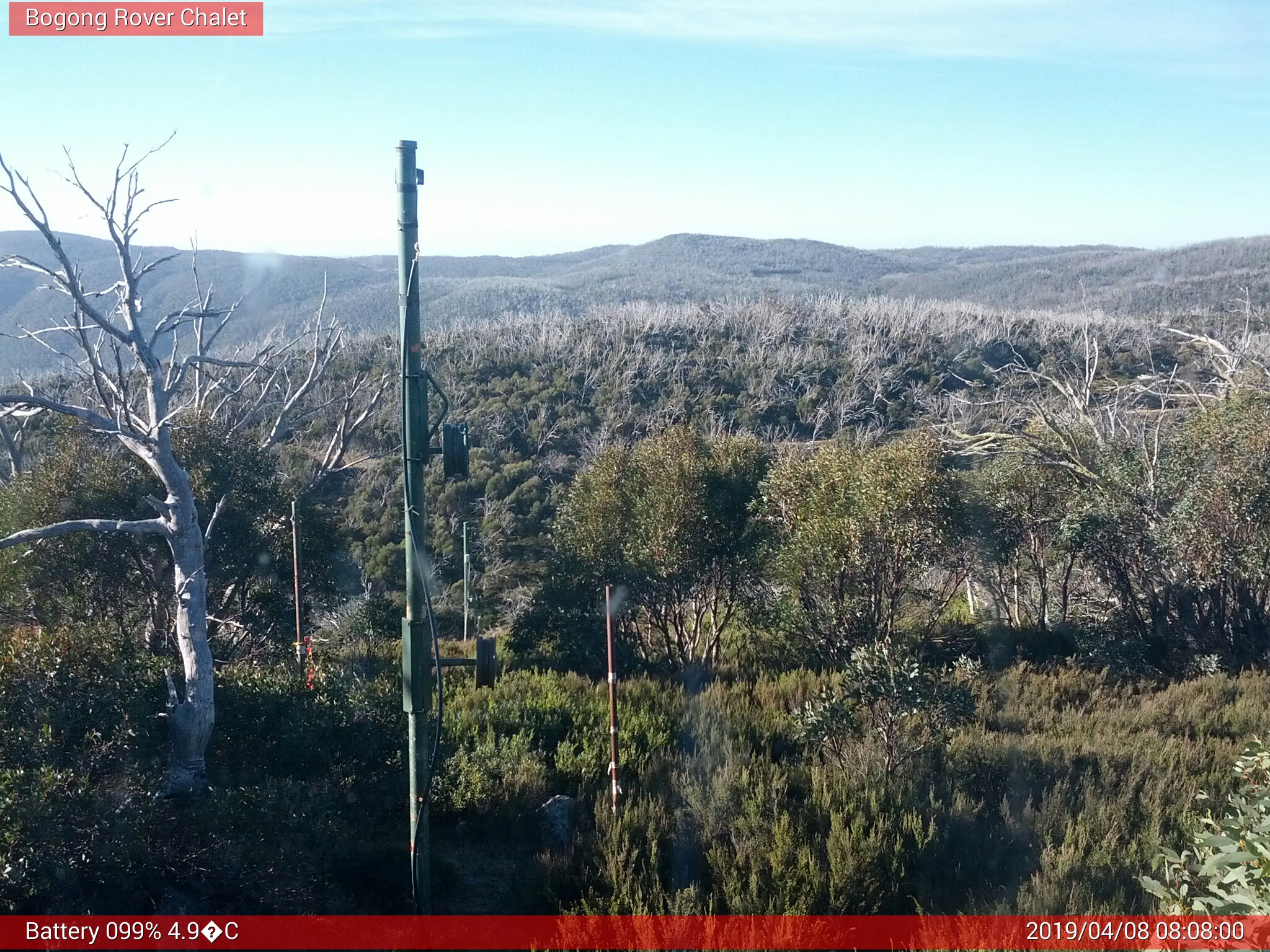 Bogong Web Cam 8:07am Monday 8th of April 2019